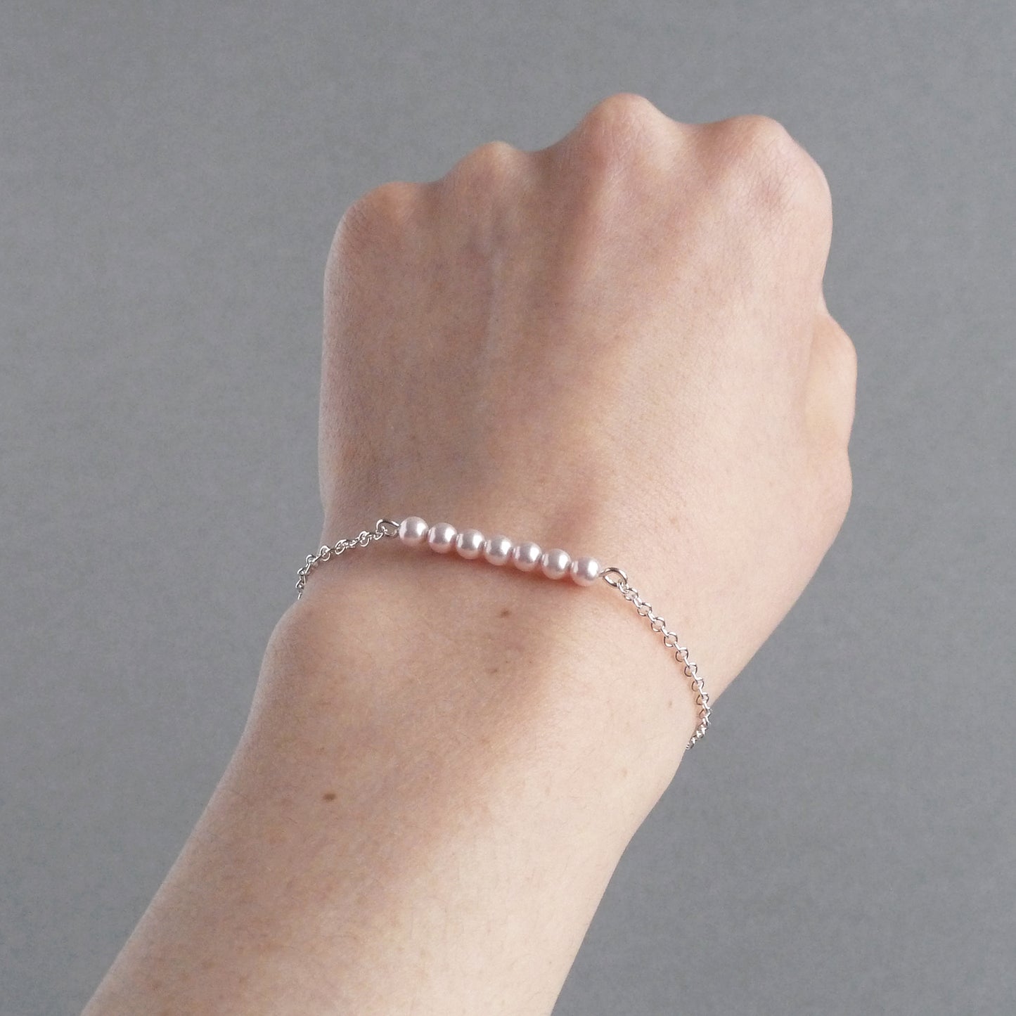 Blush pink pearl layering bracelet