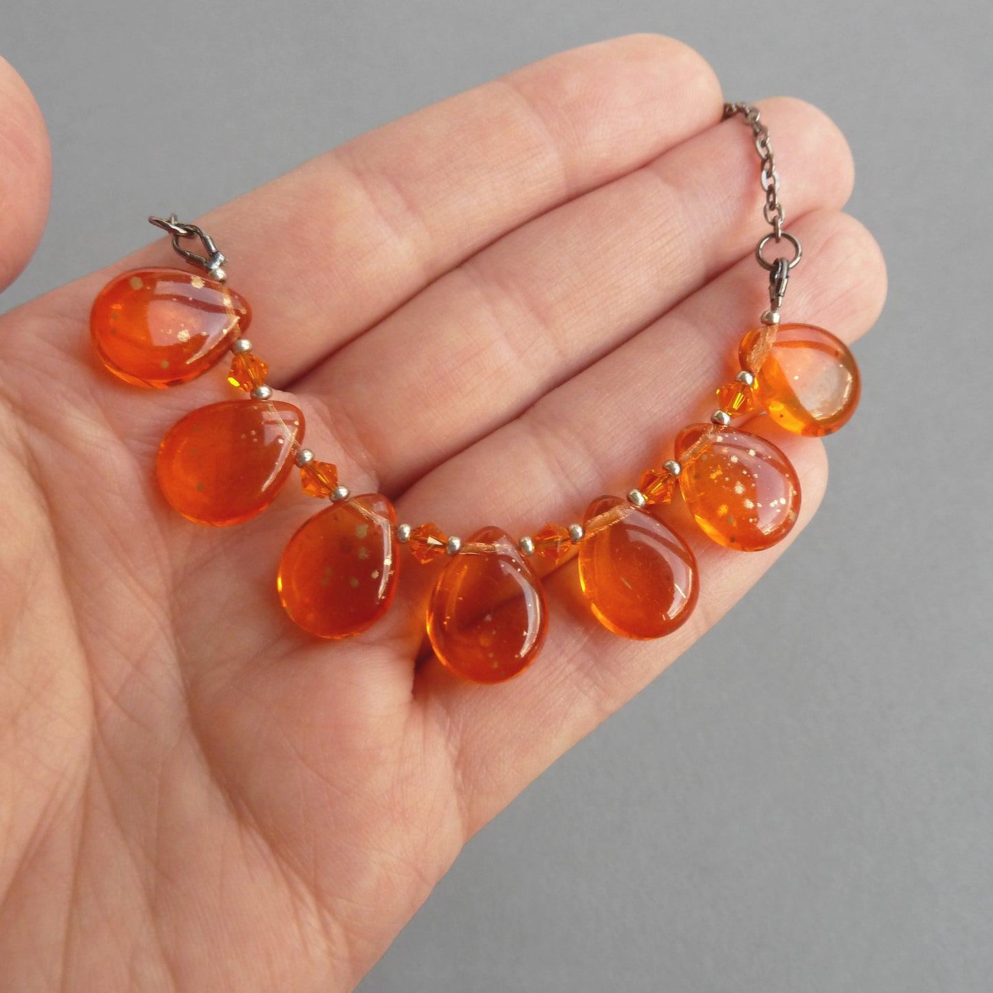 Bright orange teardrop necklaces