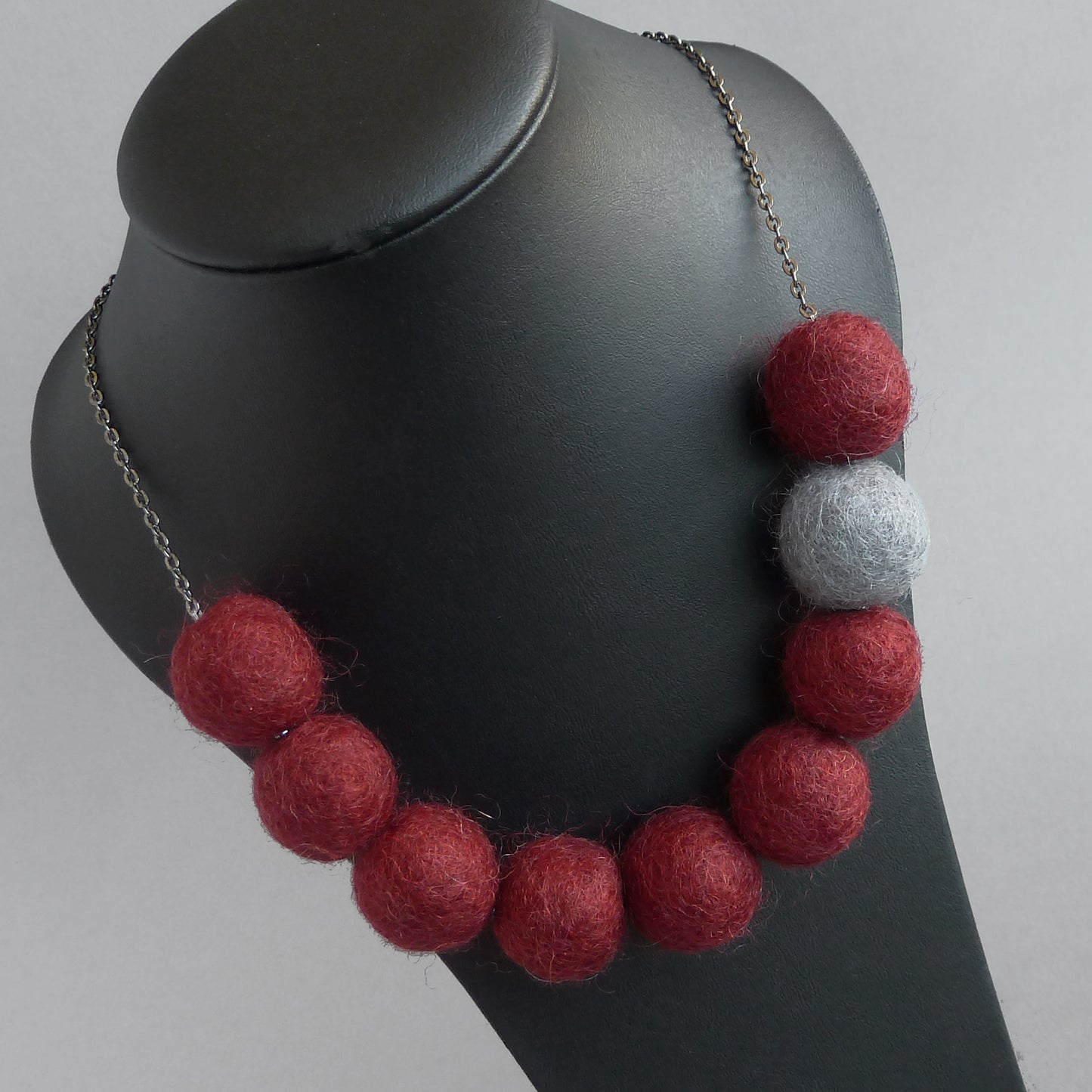 Burgundy felt necklace