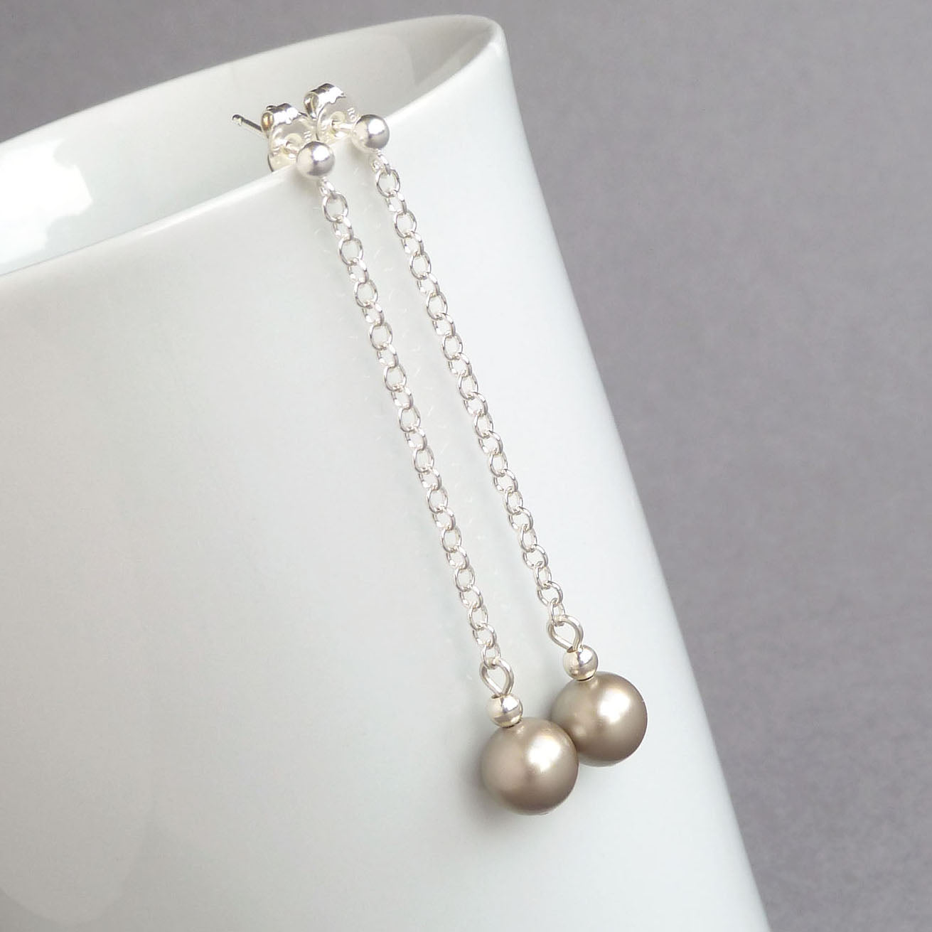 Champagne pearl drop earrings