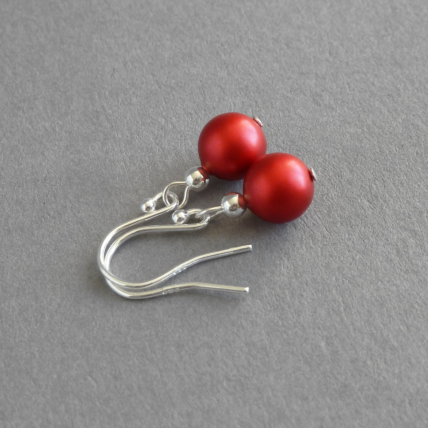 Christmas red pearl earrings