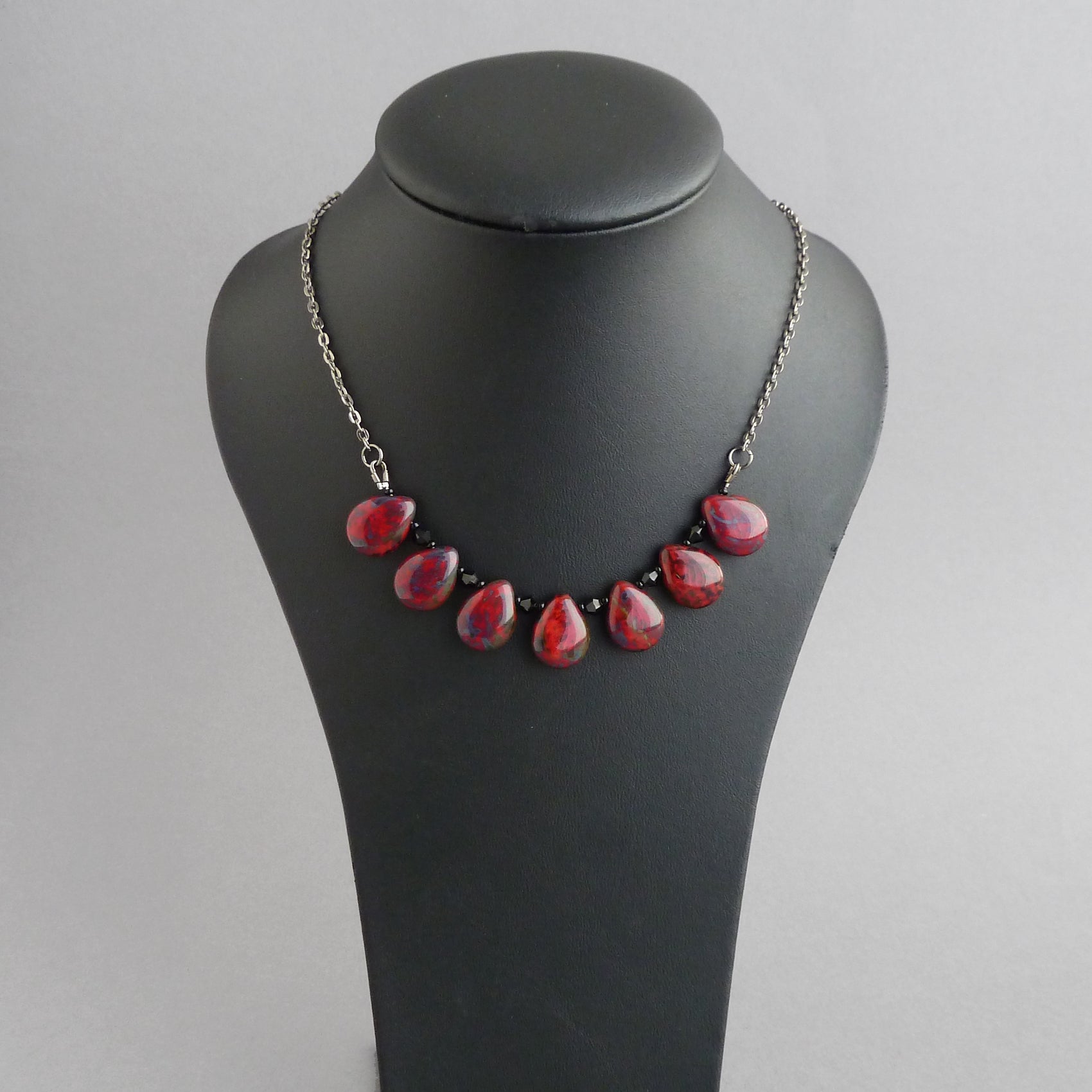 Chunky red teardrop necklace