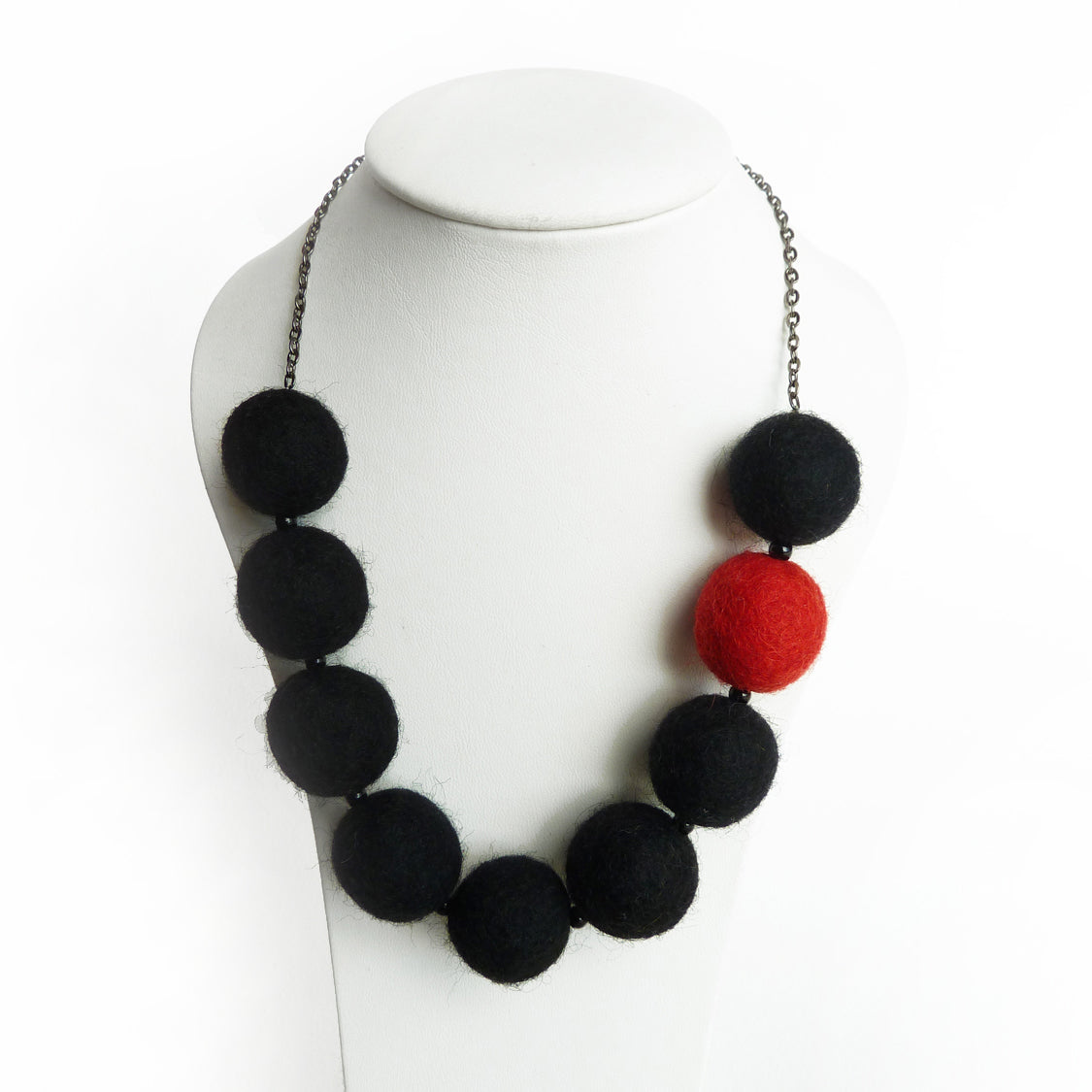 Chunky black and red felt necklace
