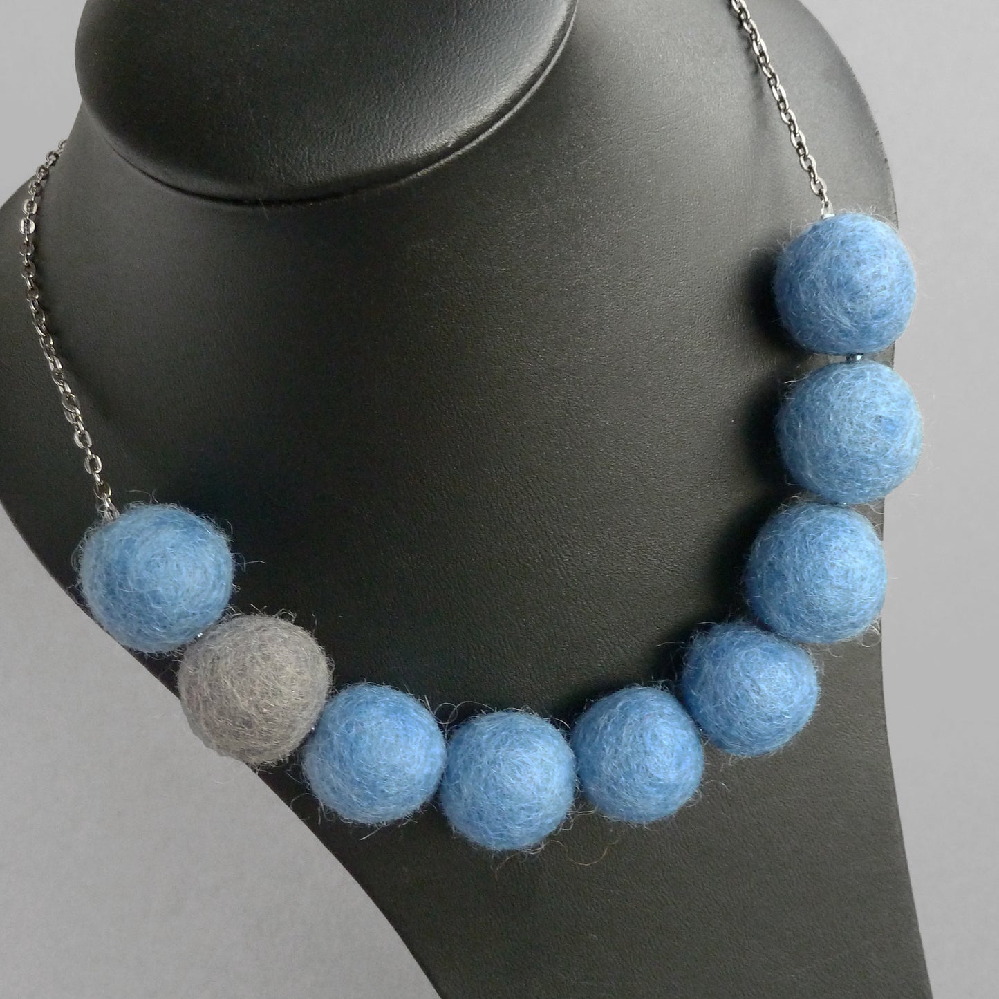 Chunky blue felt necklace