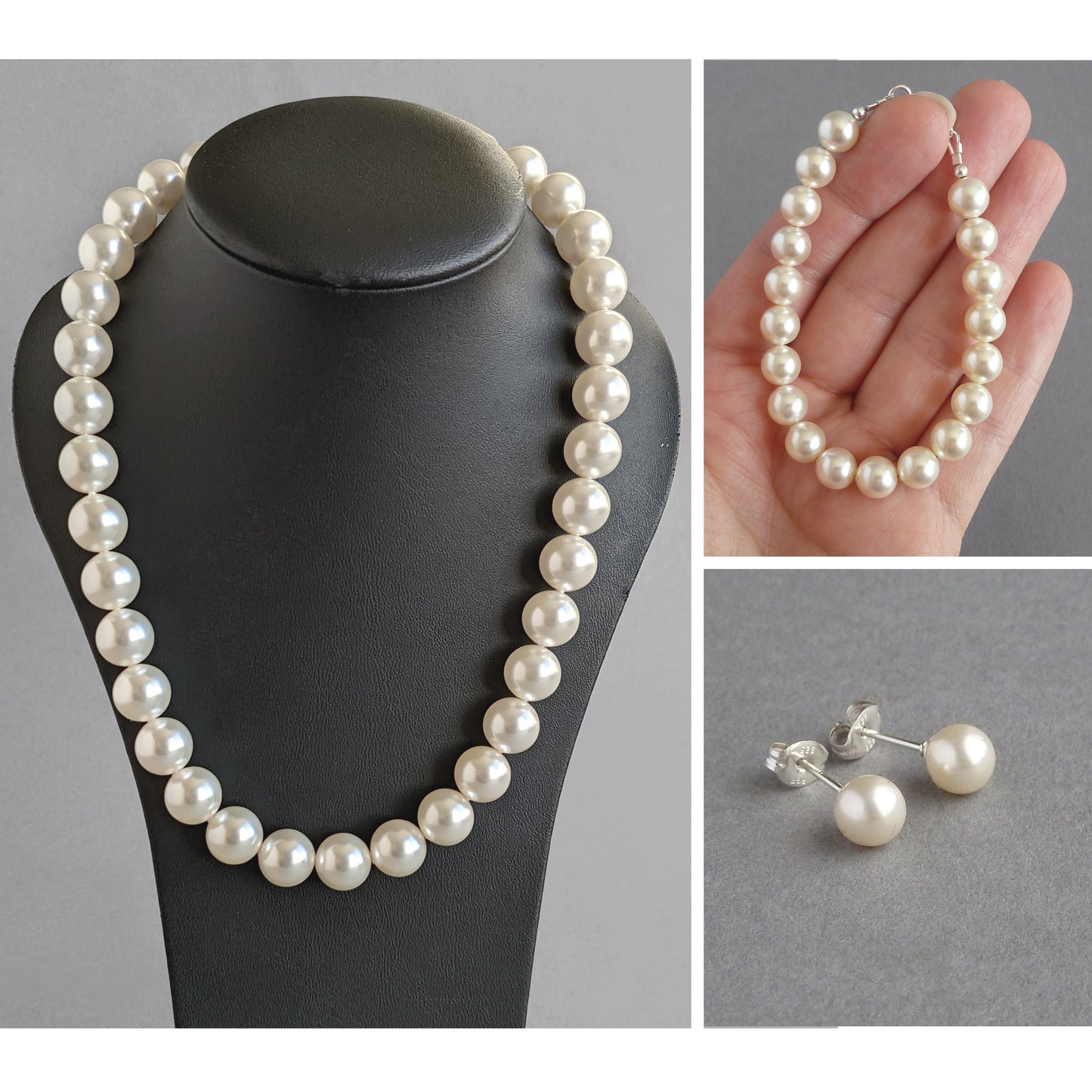 Chunky cream pearl jewellery set by Anna King Jewellery