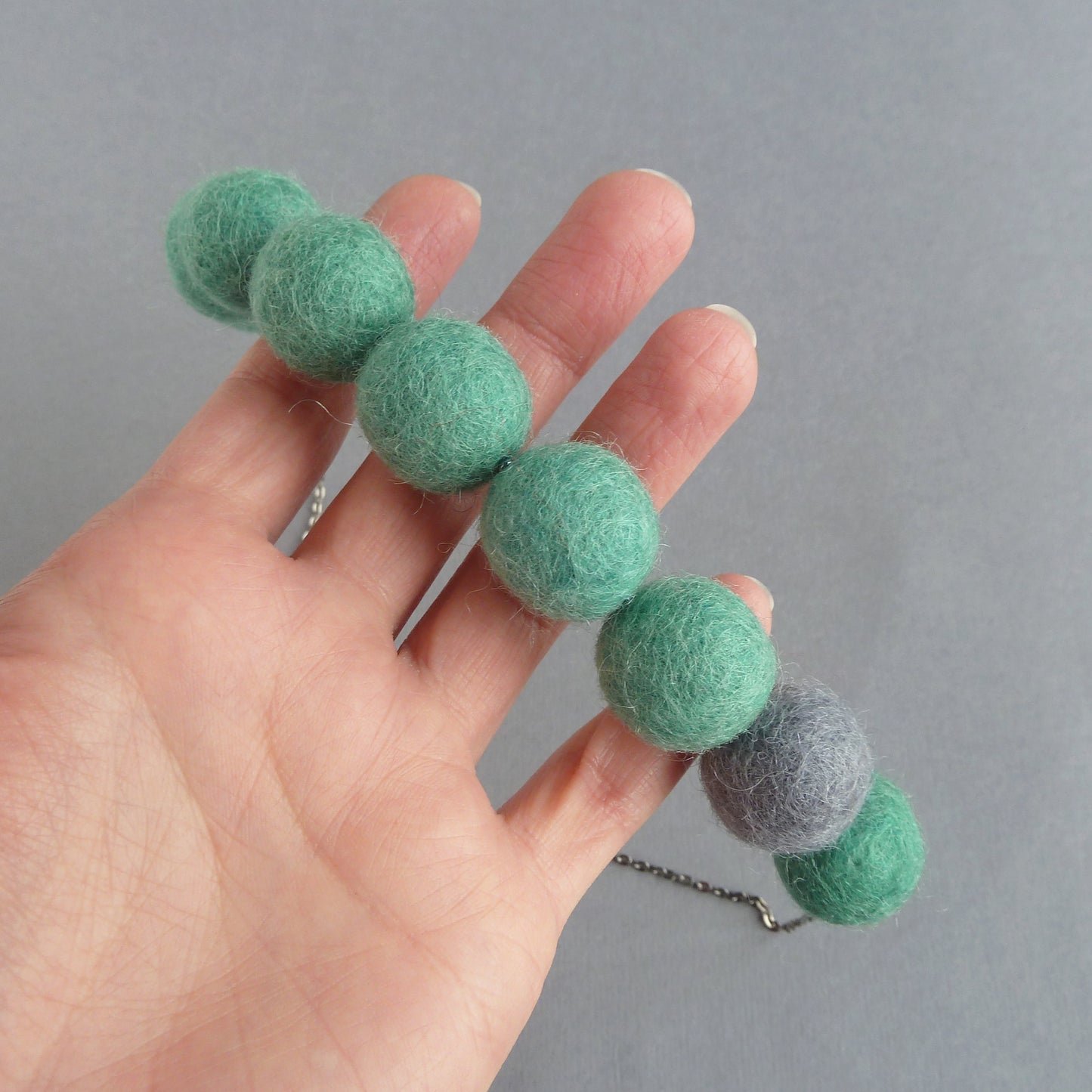 Chunky green felt necklace