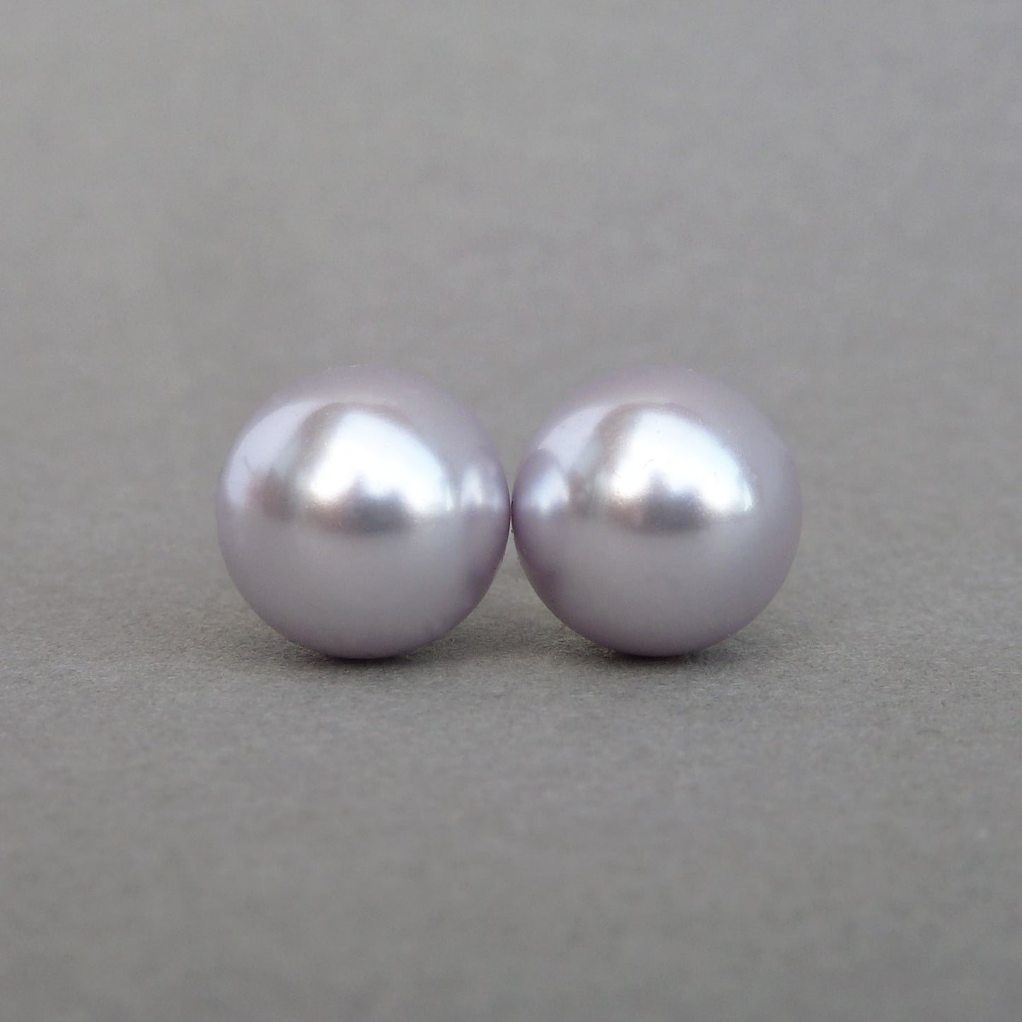 Chunky lavender pearl stud earrings