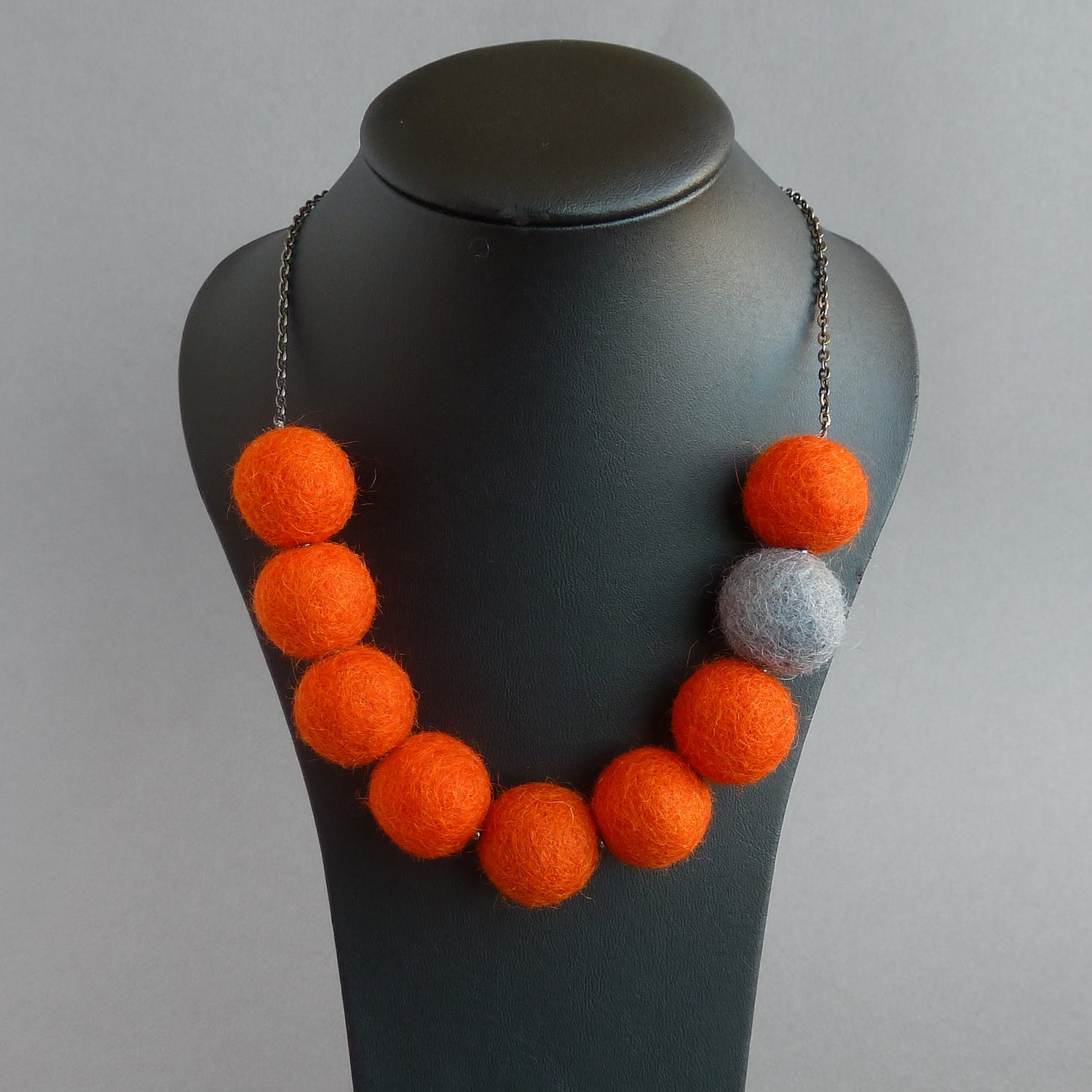 Chunky orange felt necklace
