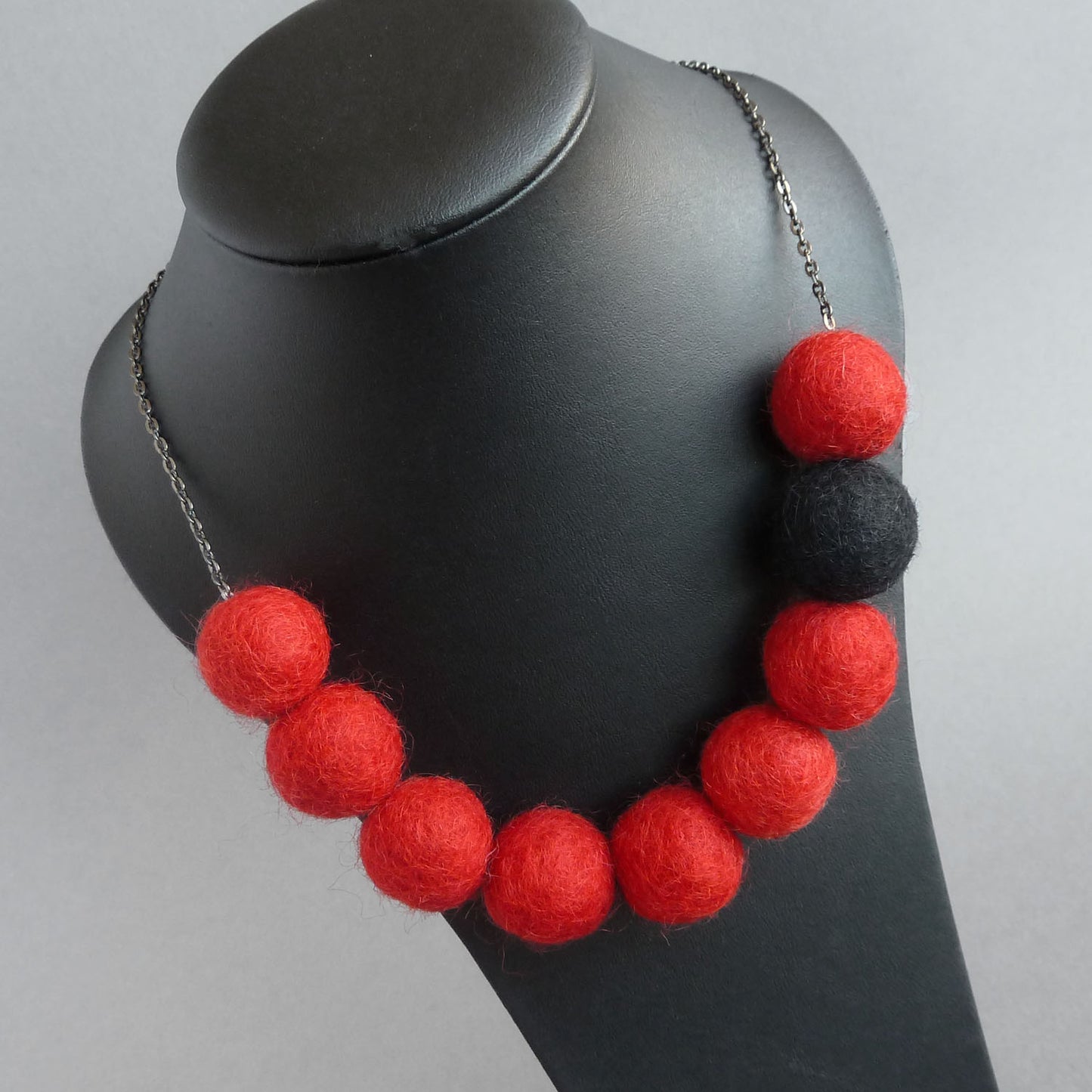 Chunky red and black felt necklace
