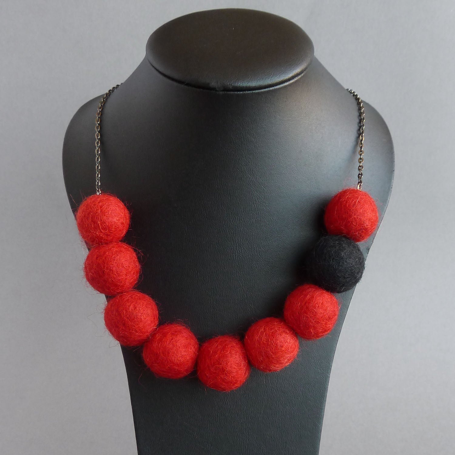 Chunky red felt necklace
