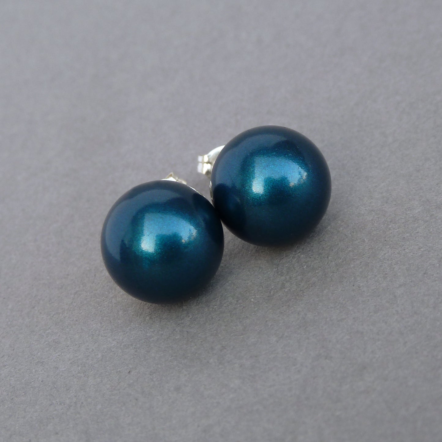 Chunky teal pearl stud earrings