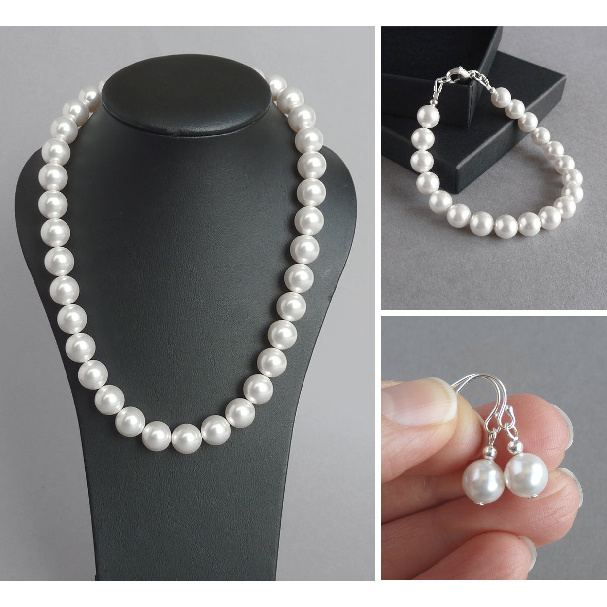 Chunky white pearl jewellery set by Anna King Jewellery