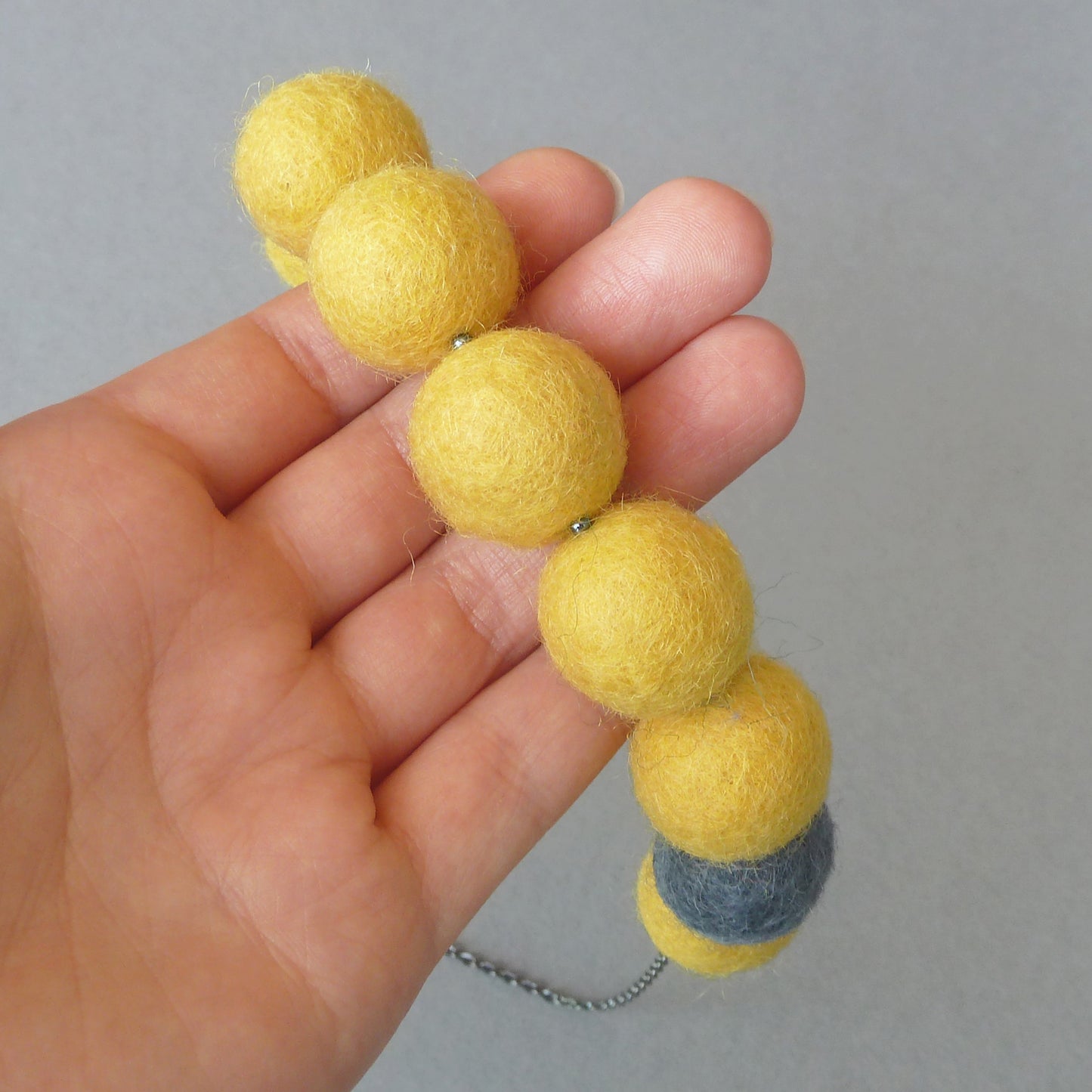 Chunky yellow felt necklace