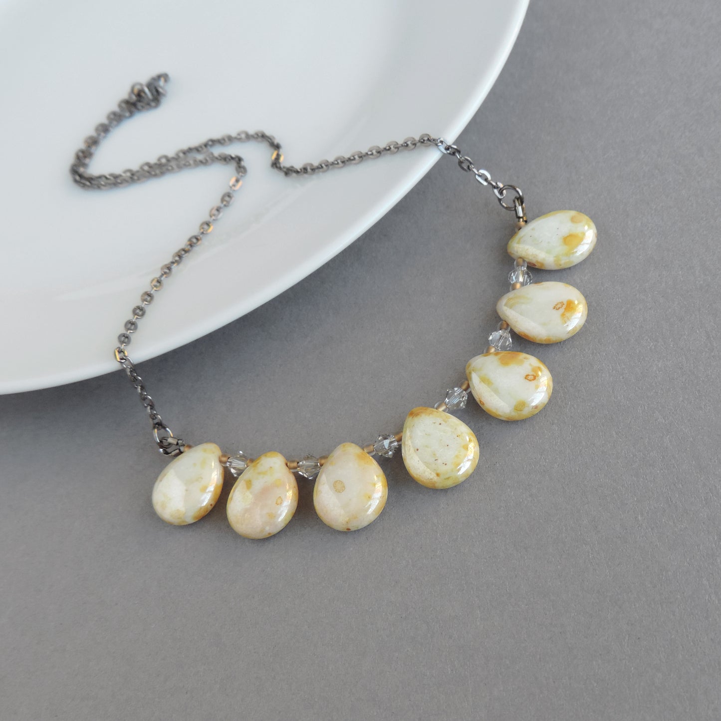 Cream and gold necklace