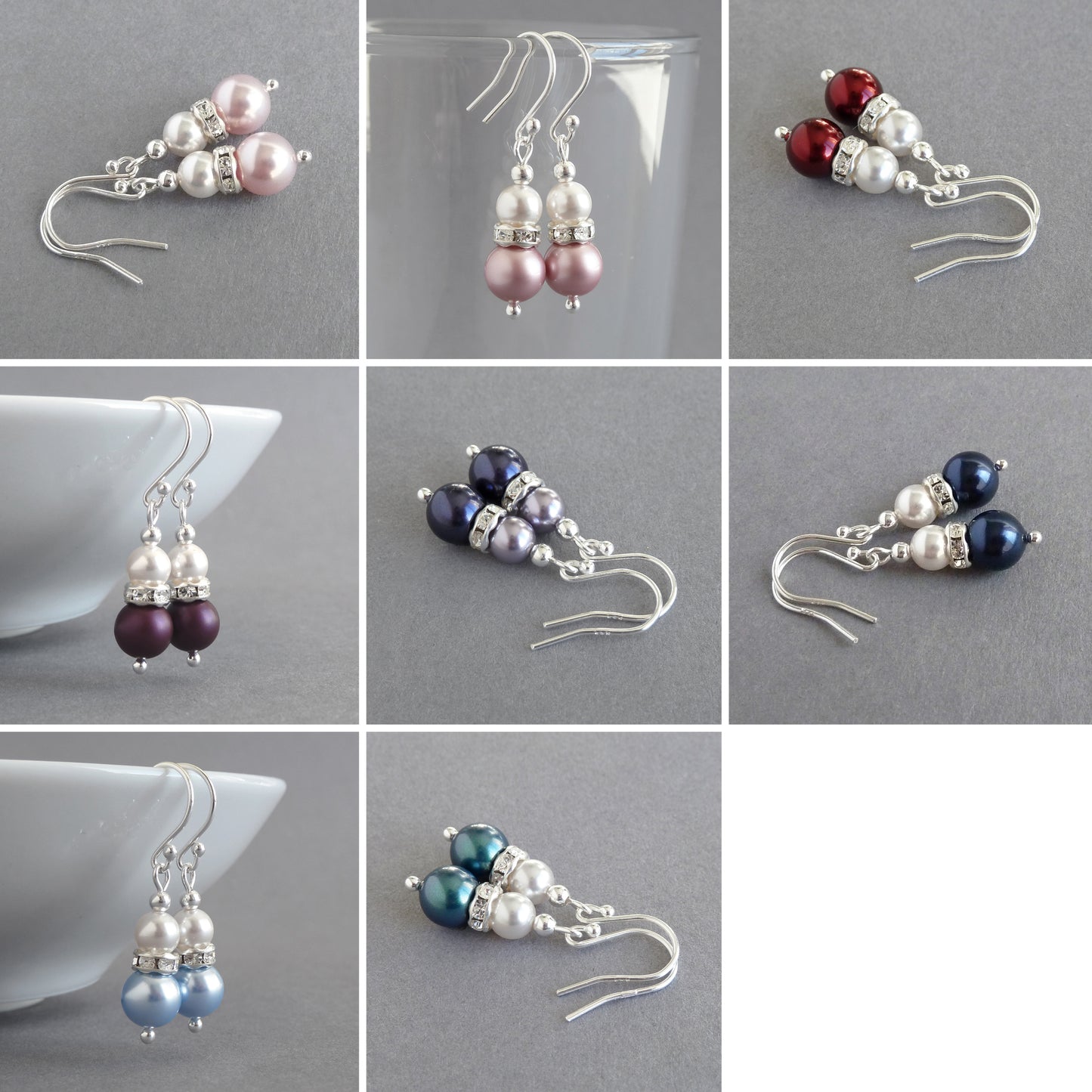 Pearl and crystal drop earrings