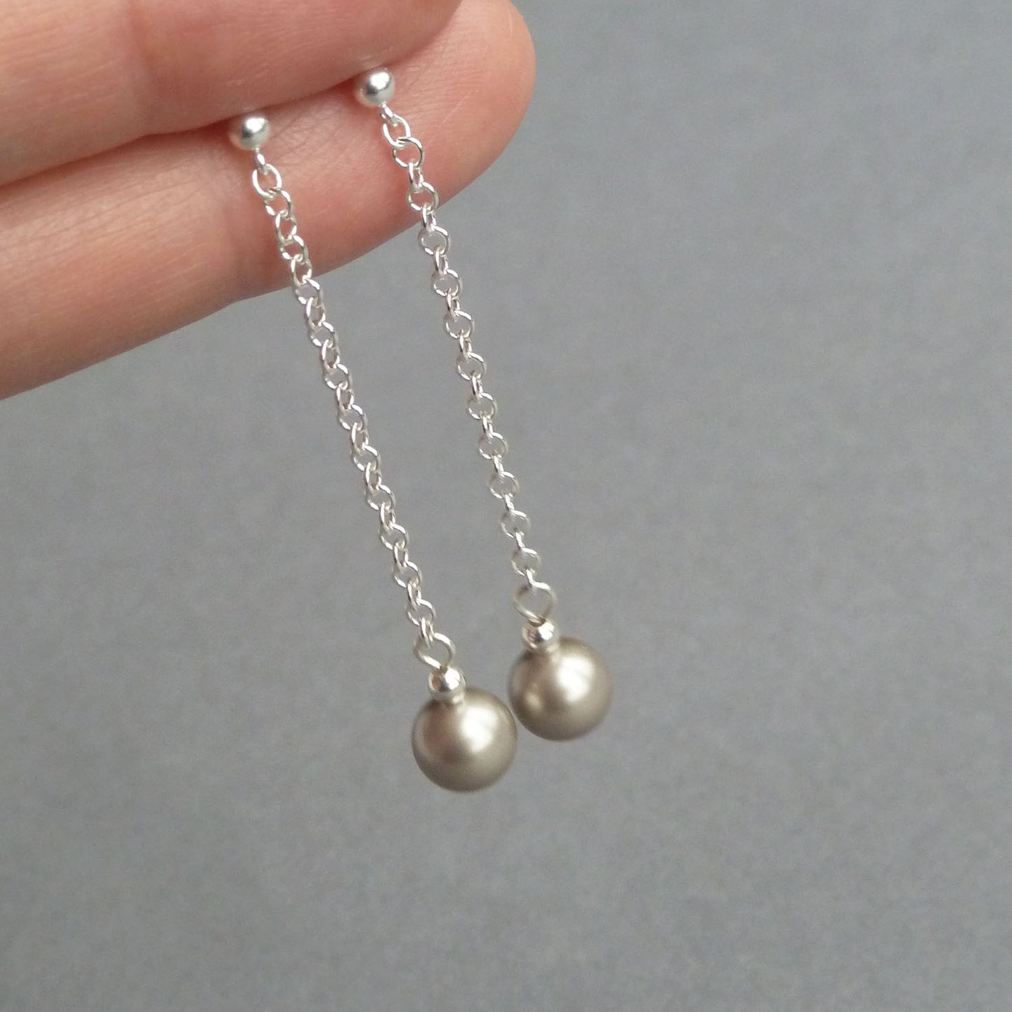 Dainty champagne pearl earrings