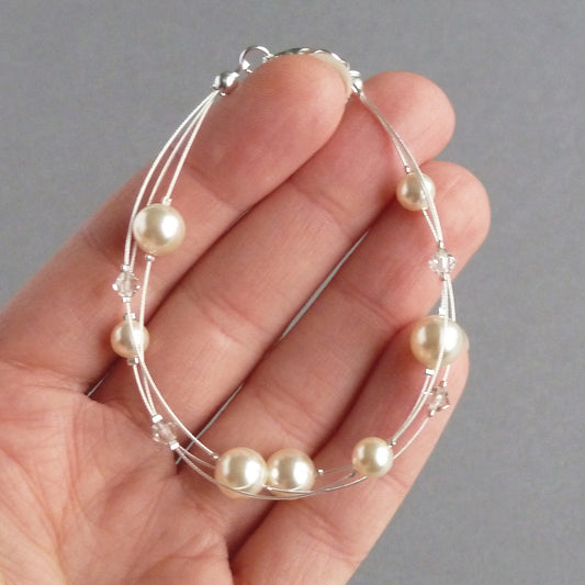 Dainty cream pearl bridesmaids bracelets