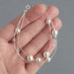 Dainty white pearl bridal bracelet