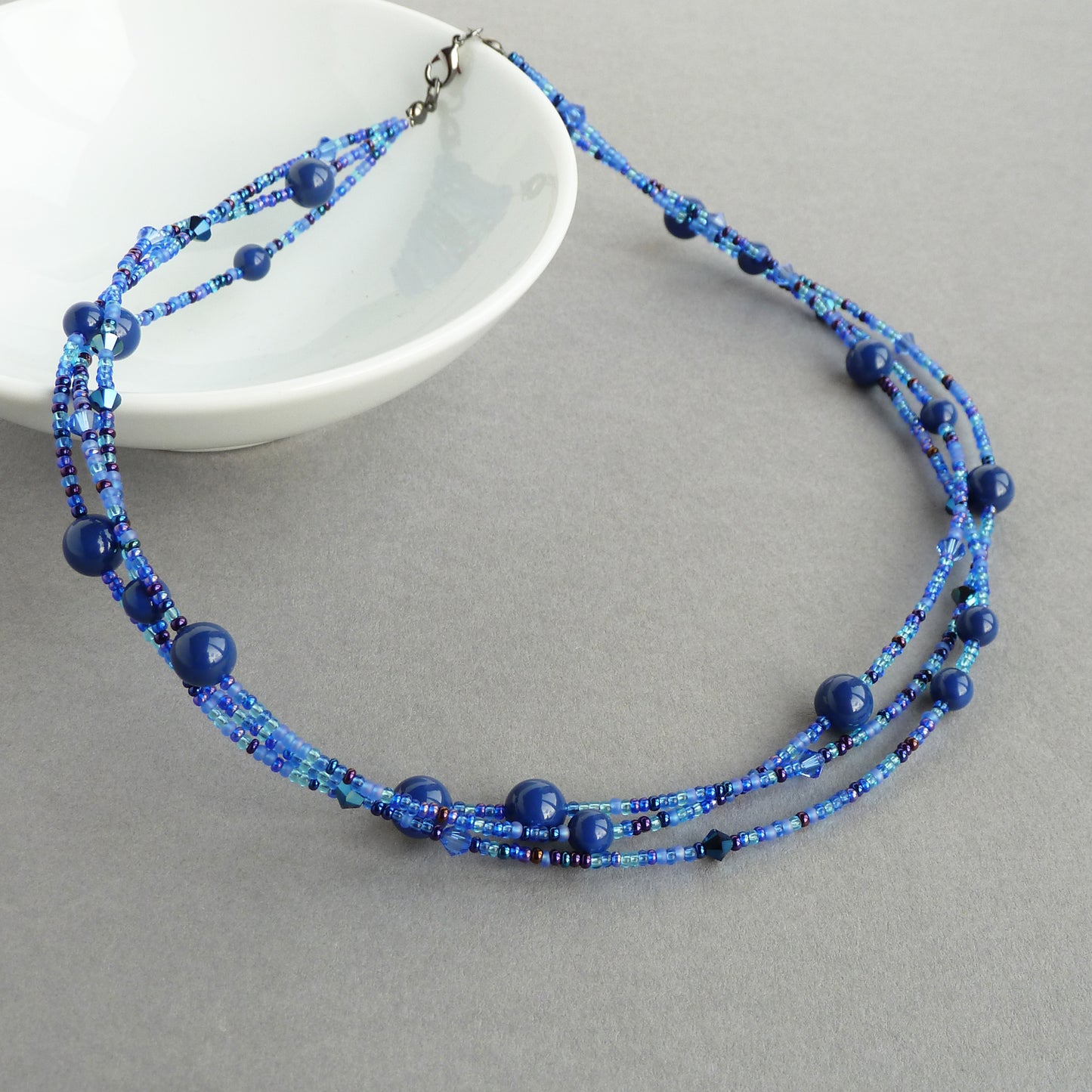 Dark blue beaded necklace