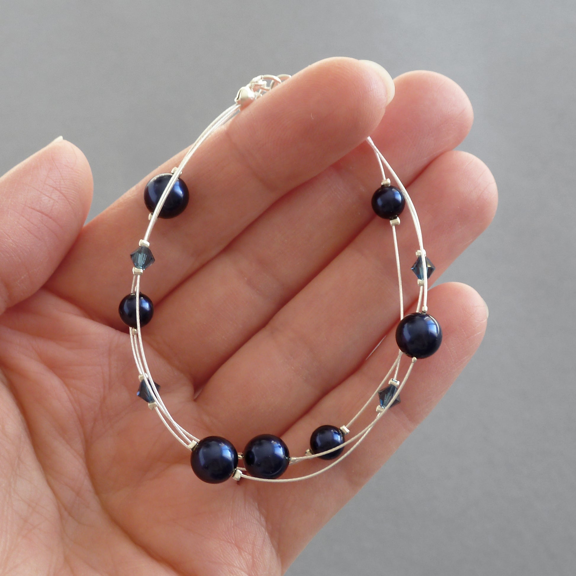 Dark blue multi strand bracelet