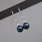 Dark blue pearl dangle earrings