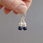 Dark blue pearl drop earrings