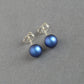 Dark blue pearl stud earrings