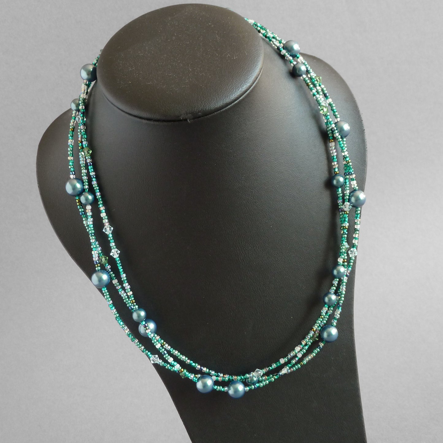 Dark green beaded necklace