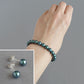 Dark green pearl bracelet and earrings set