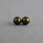 Dark olive pearl stud earrings