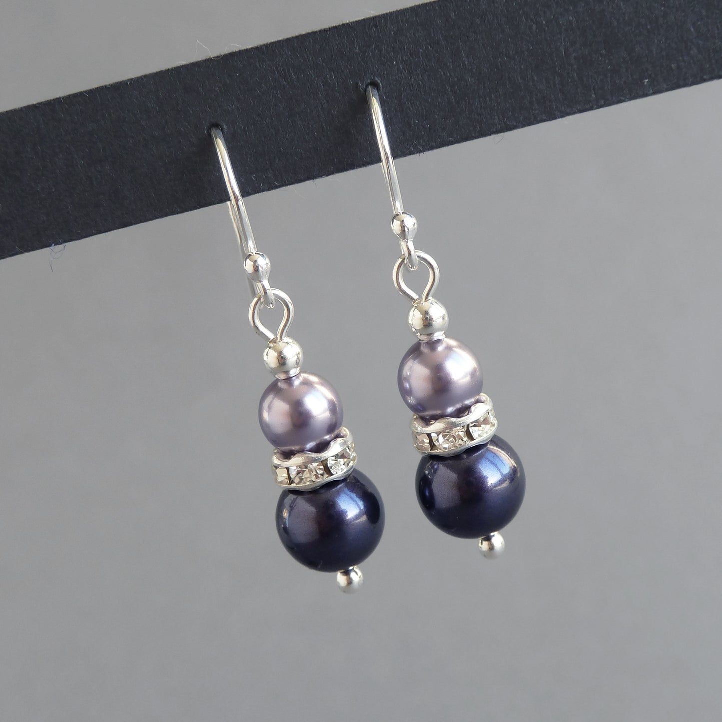 Dark purple pearl drop earrings