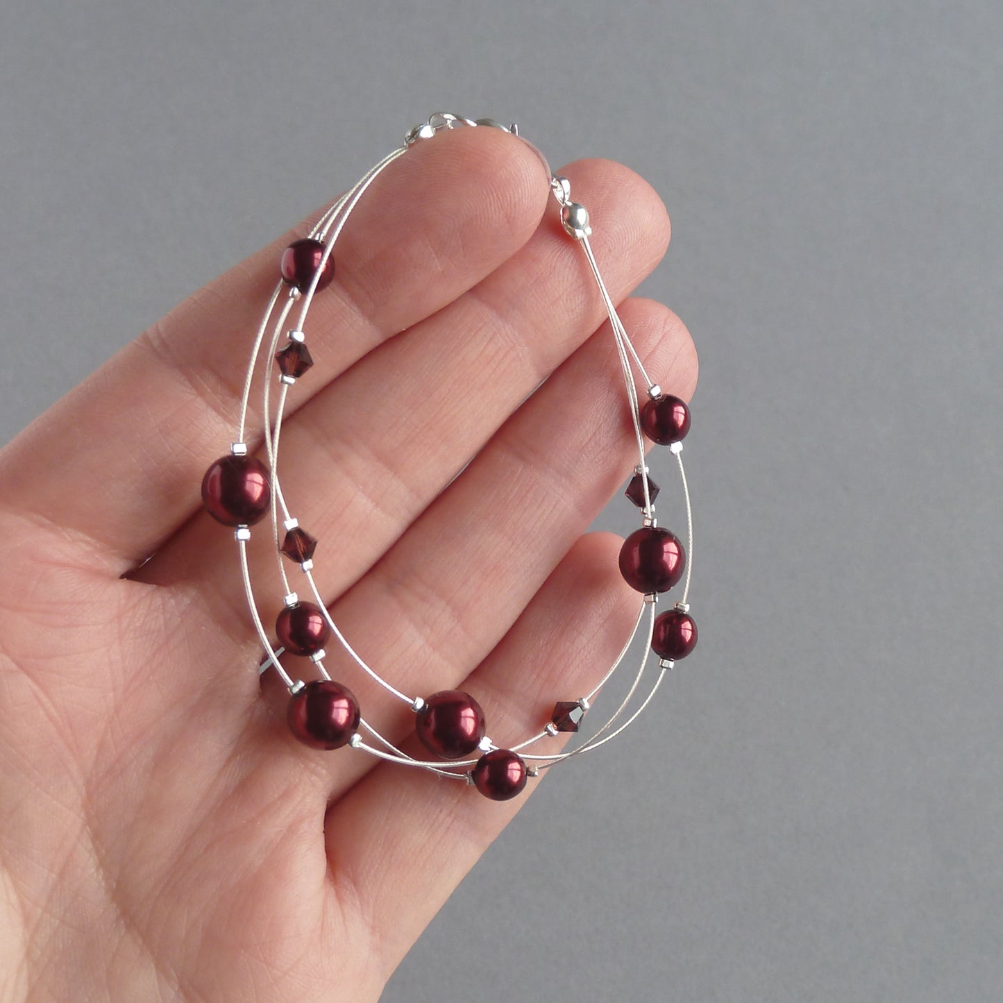 Dark red pearl bridesmaids bracelets