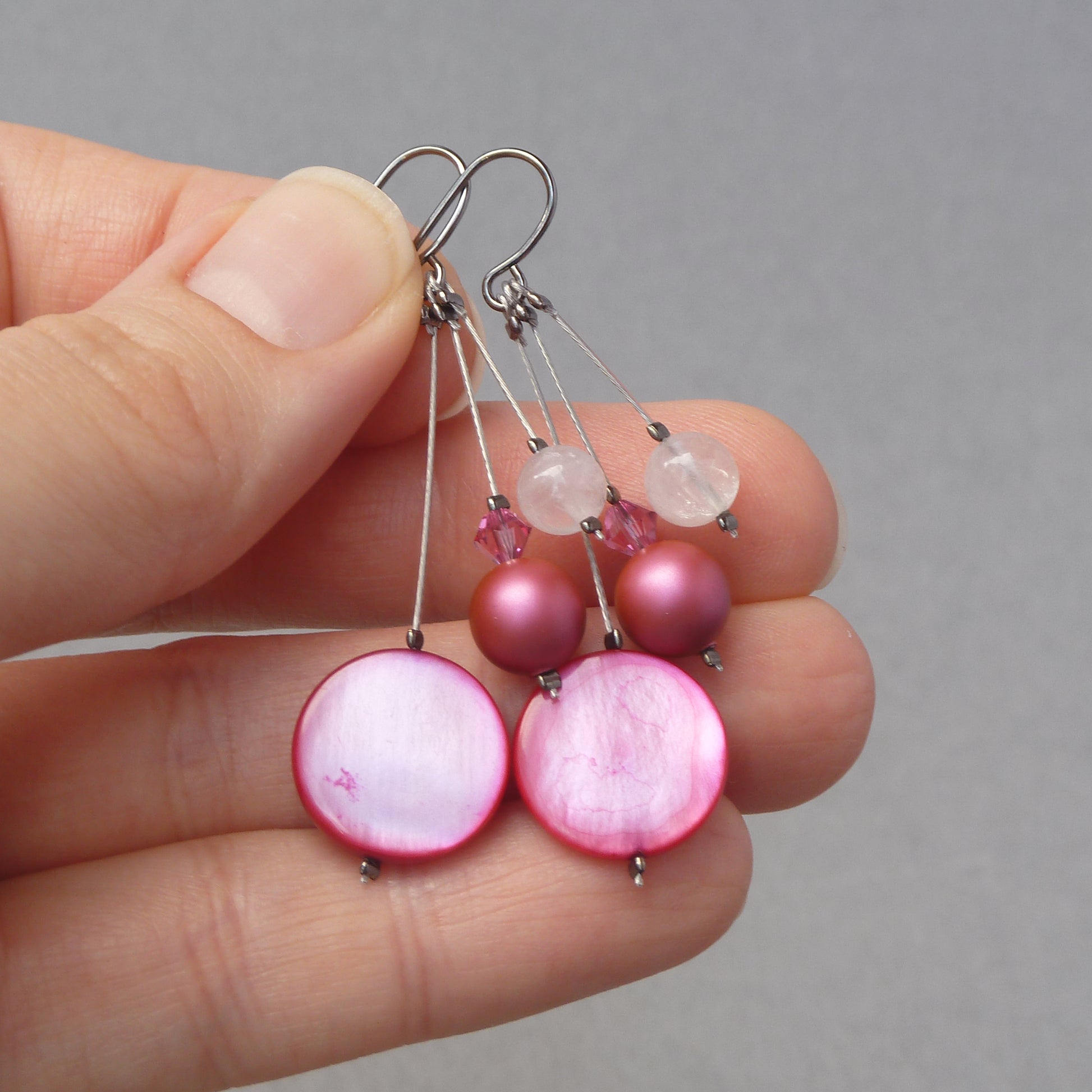 Deep pink drop earrings