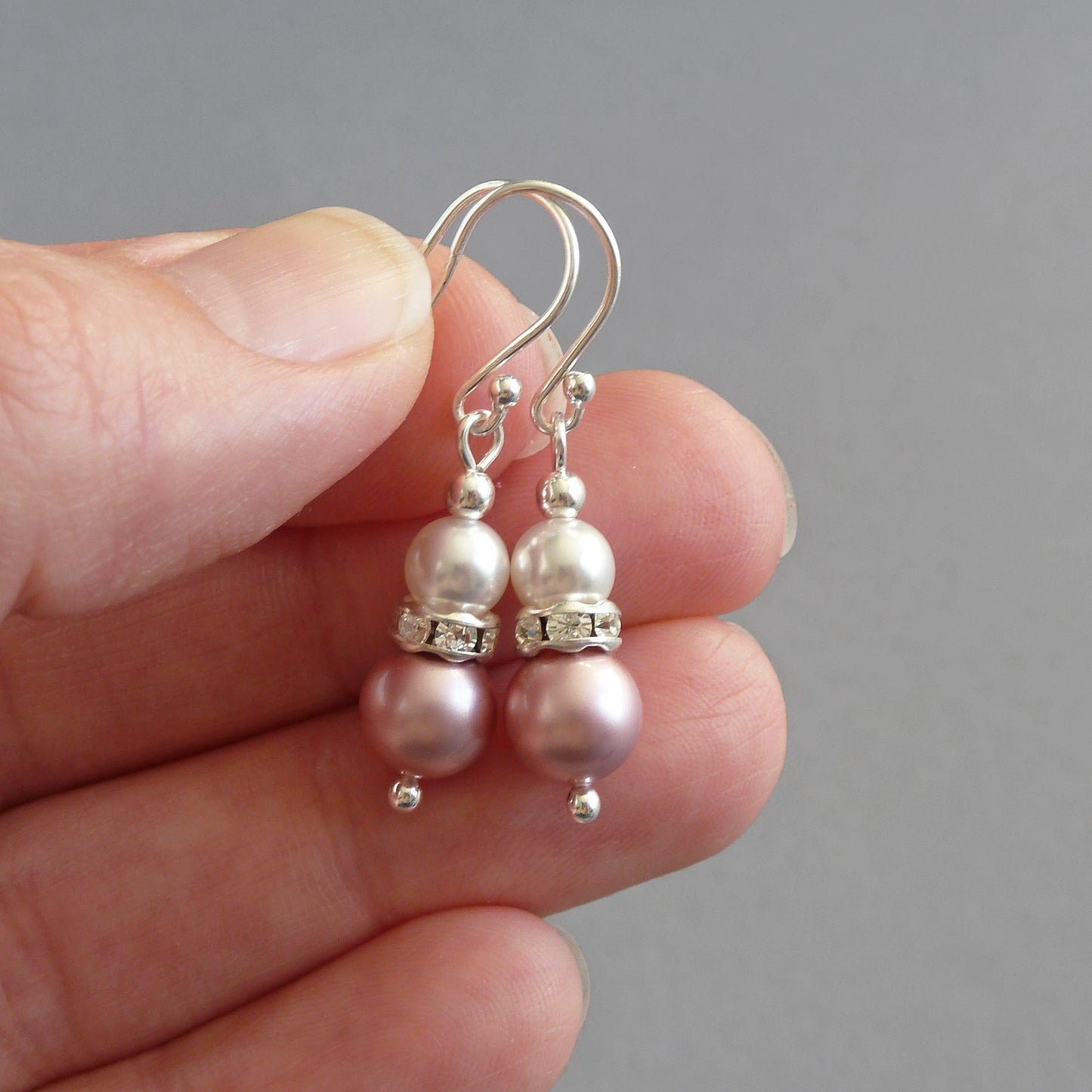 Dusty pink pearl dangle earrings