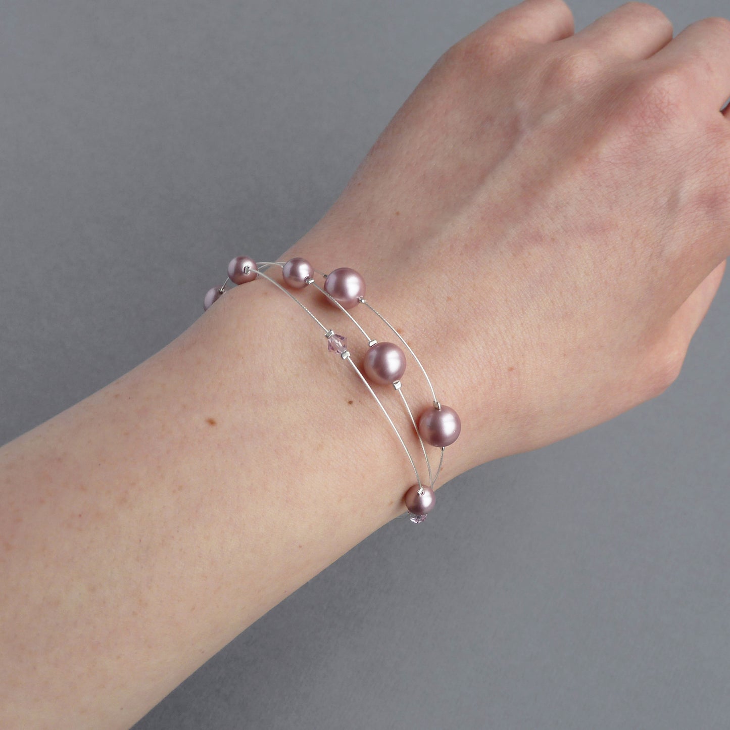 Dusty rose pink pearl bracelet