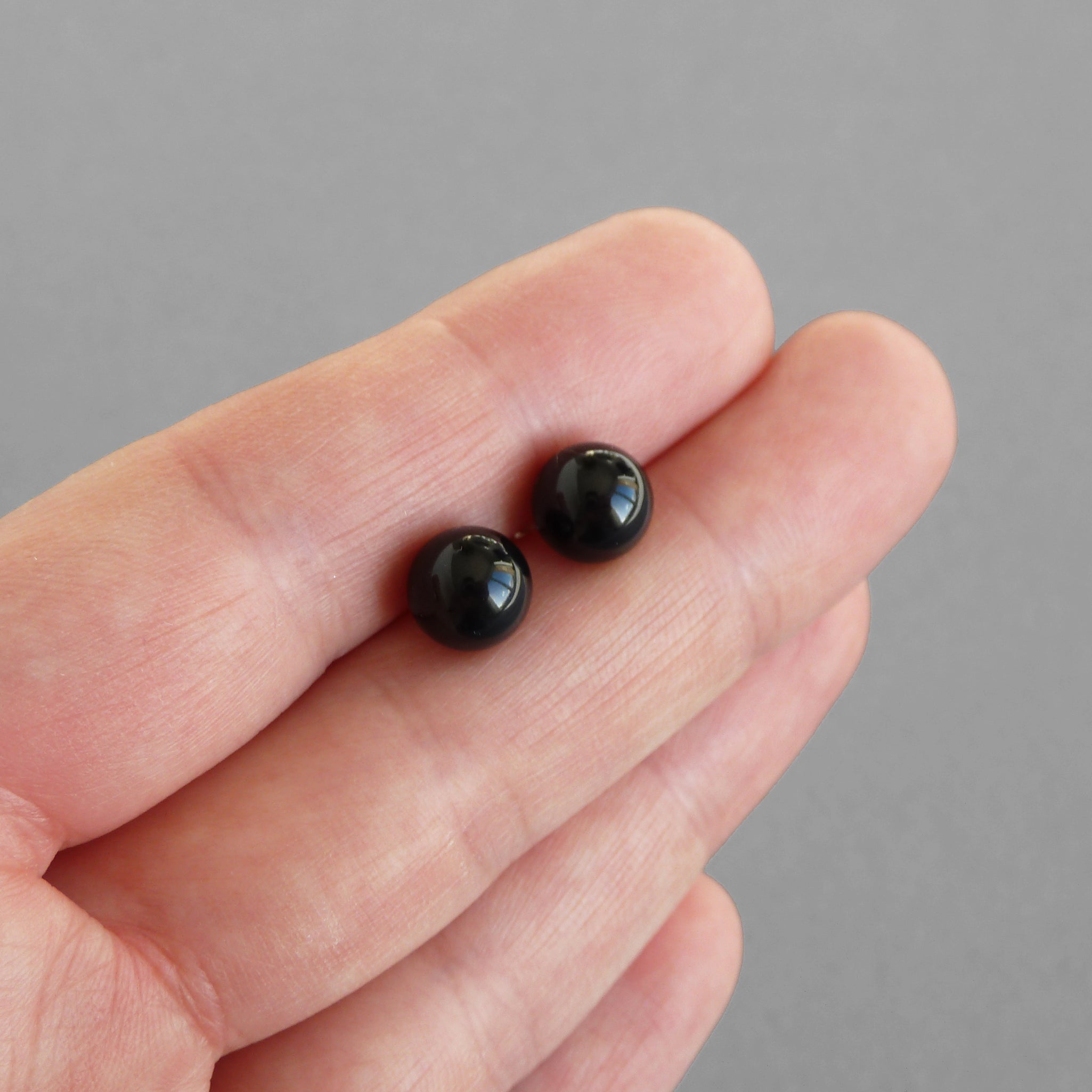 8mm black outlet stud earrings