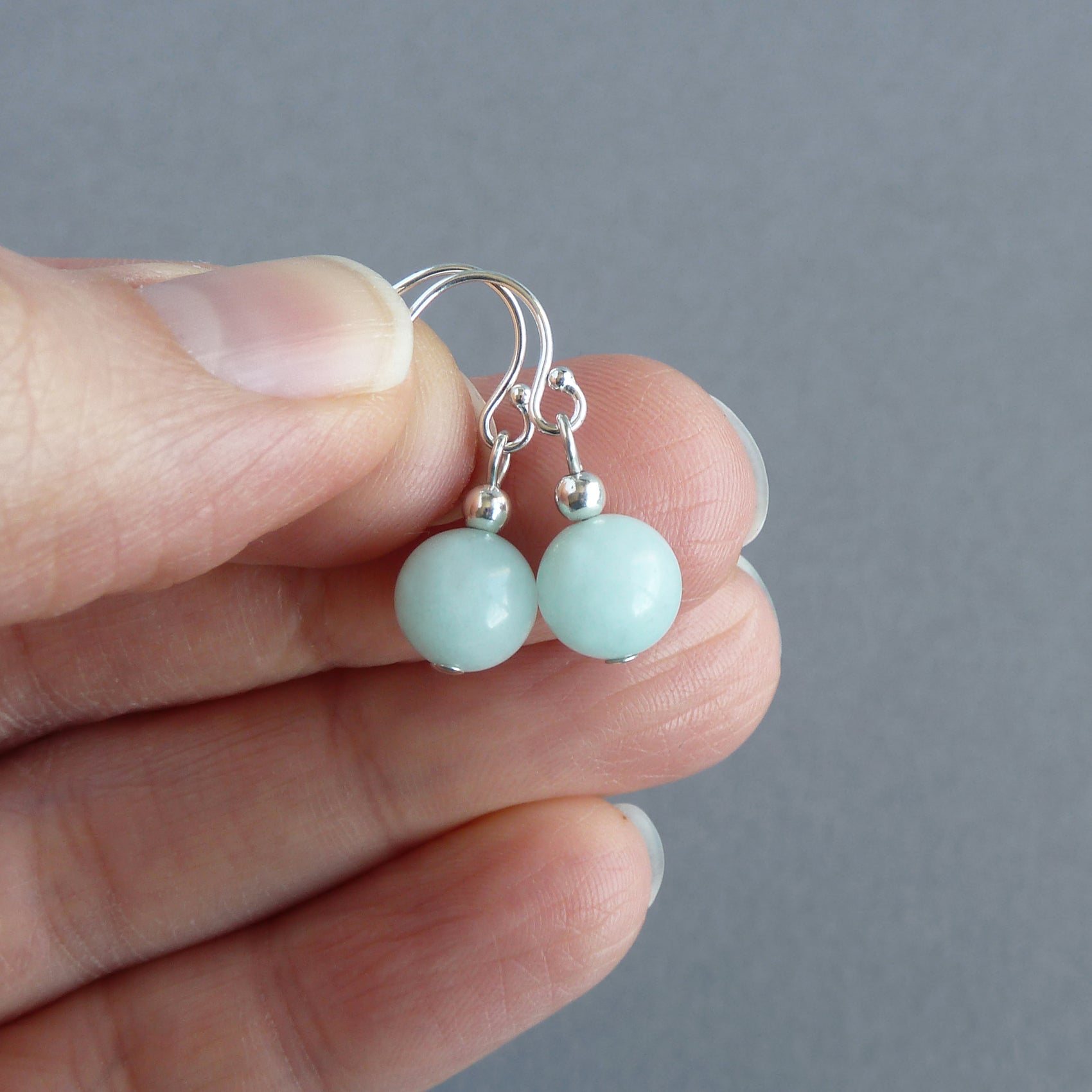 Simple Mint Green Drop Earrings Pale Green Bridesmaids Gifts