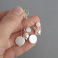 Everyday white pearl drop earrings