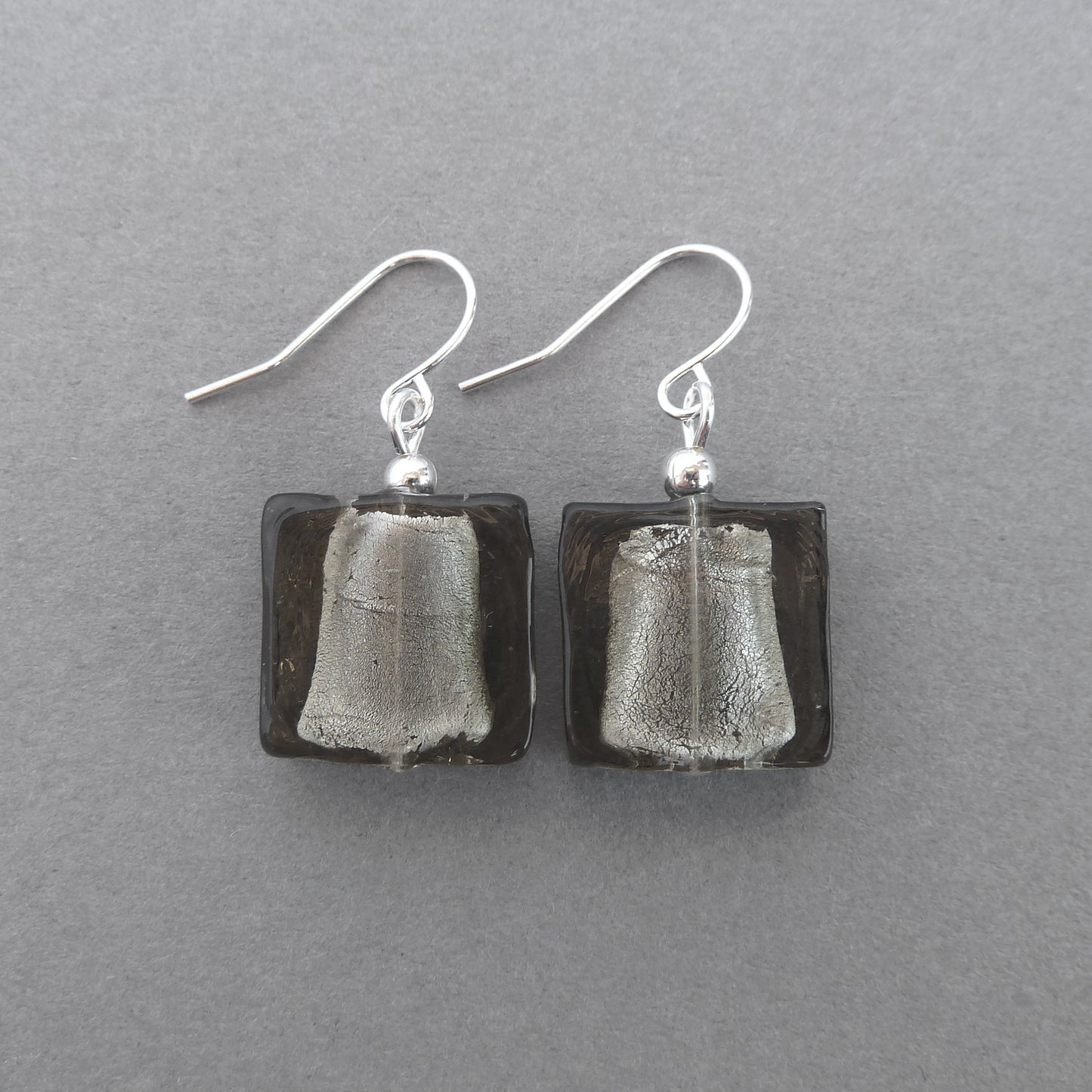 Grey fused glass earrings