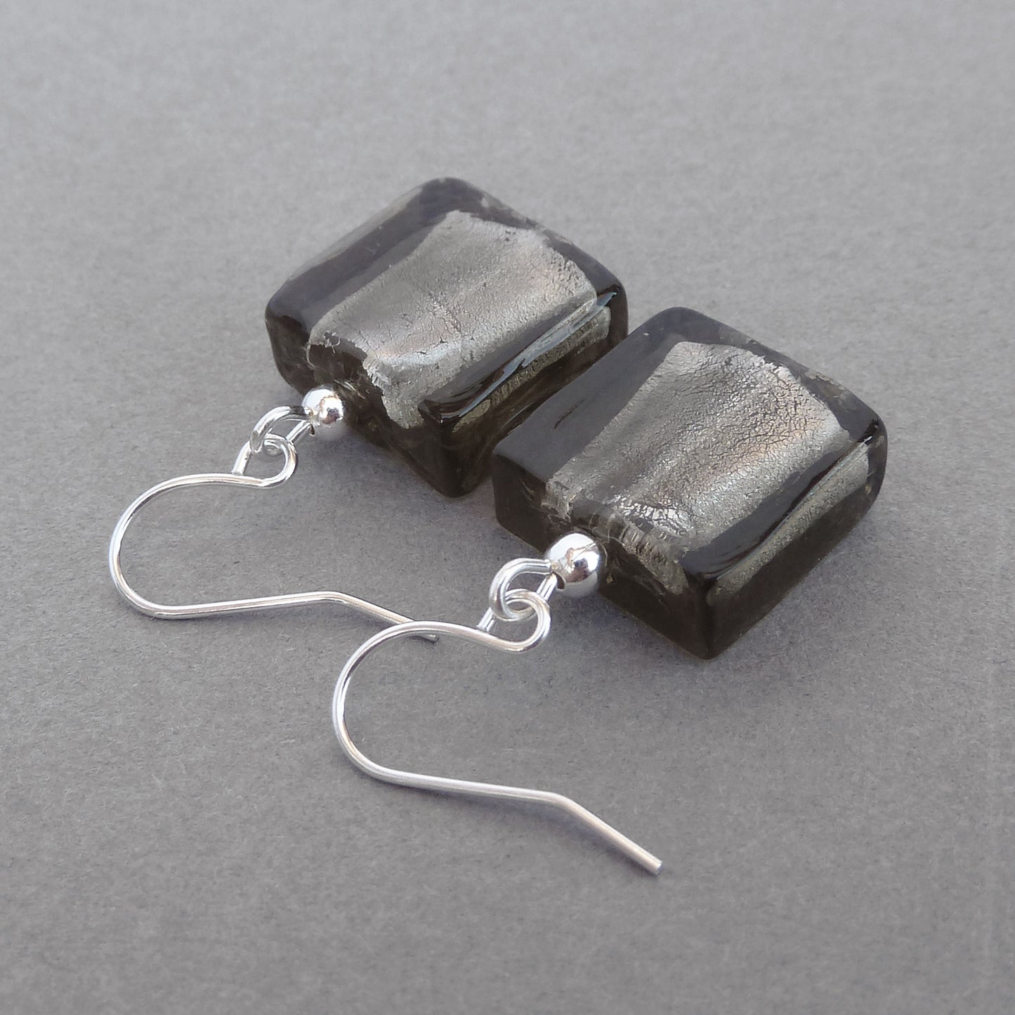 Grey glass bead earrings