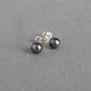 Iridescent purple pearl studs