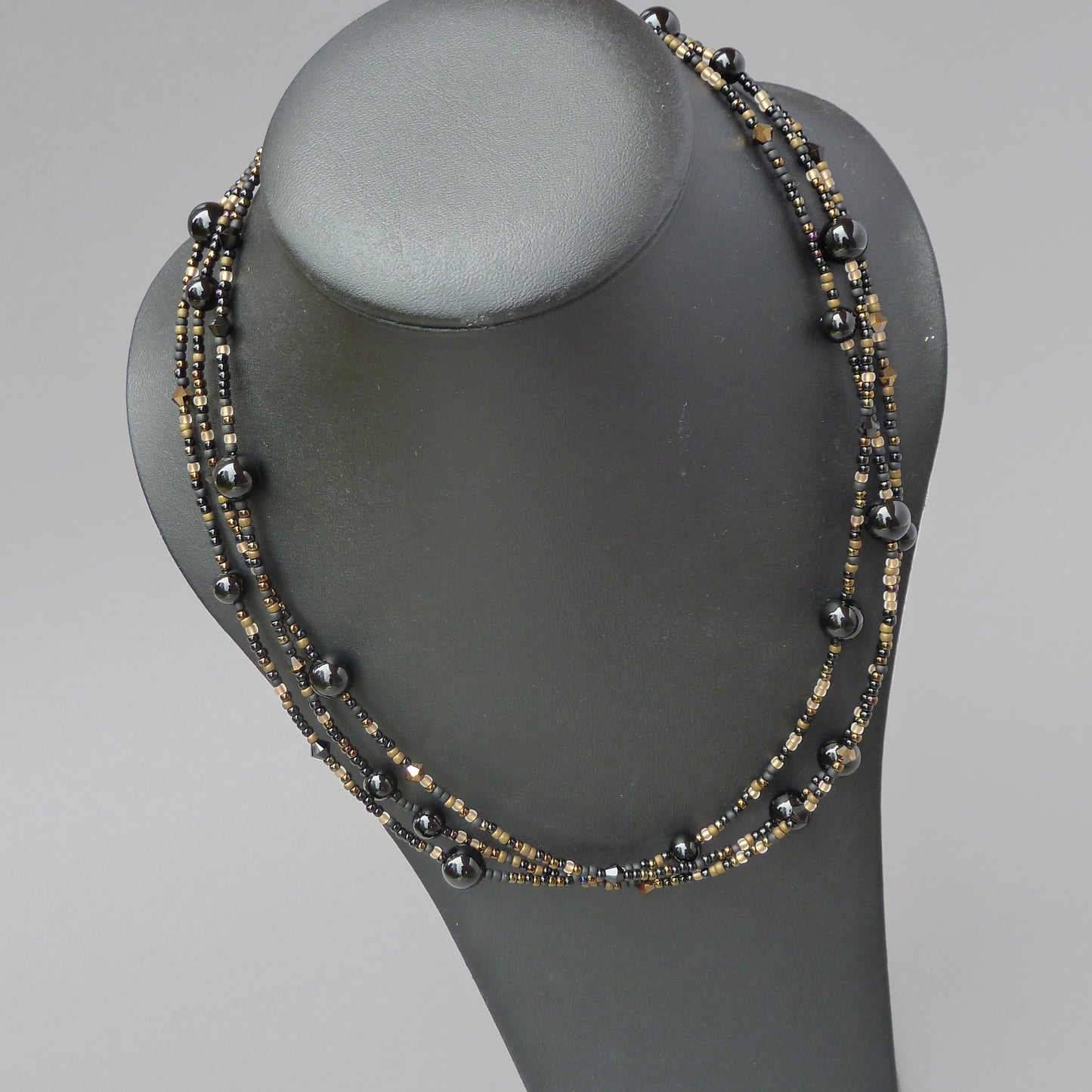 Jet black multi-strand necklace