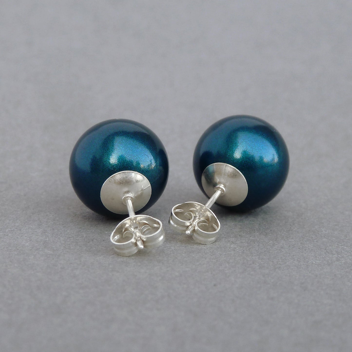 Large aquamarine pearl stud earrings