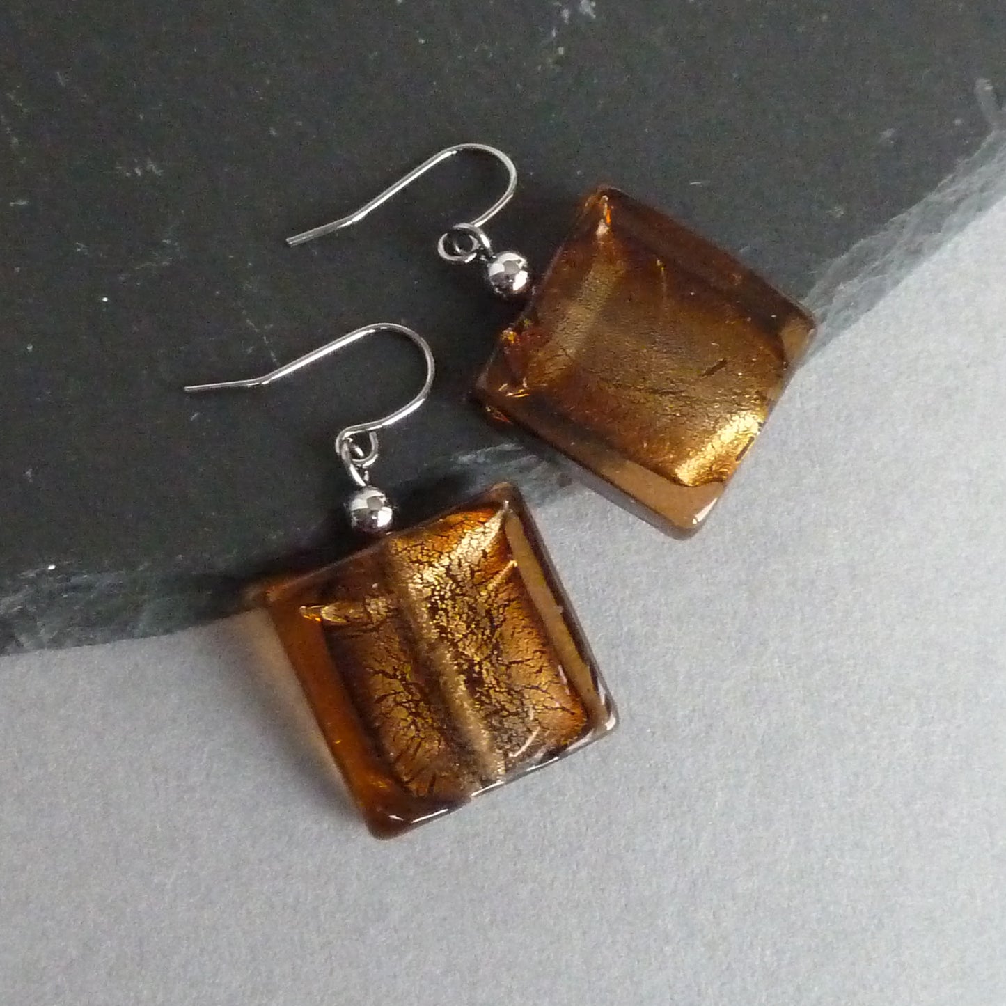 Large brown drop earrings