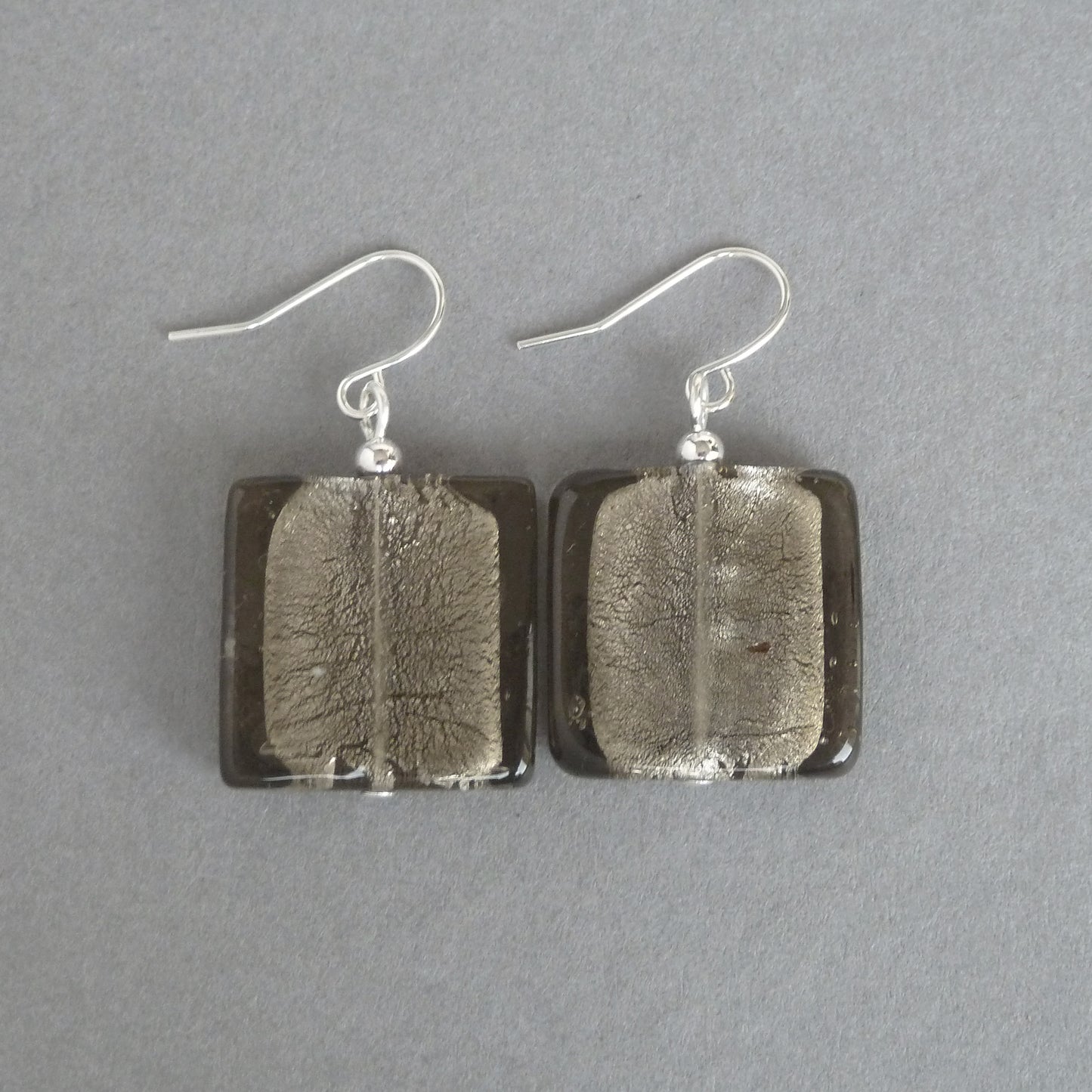 Large square grey earrings