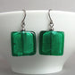 Large square teal glass earrings