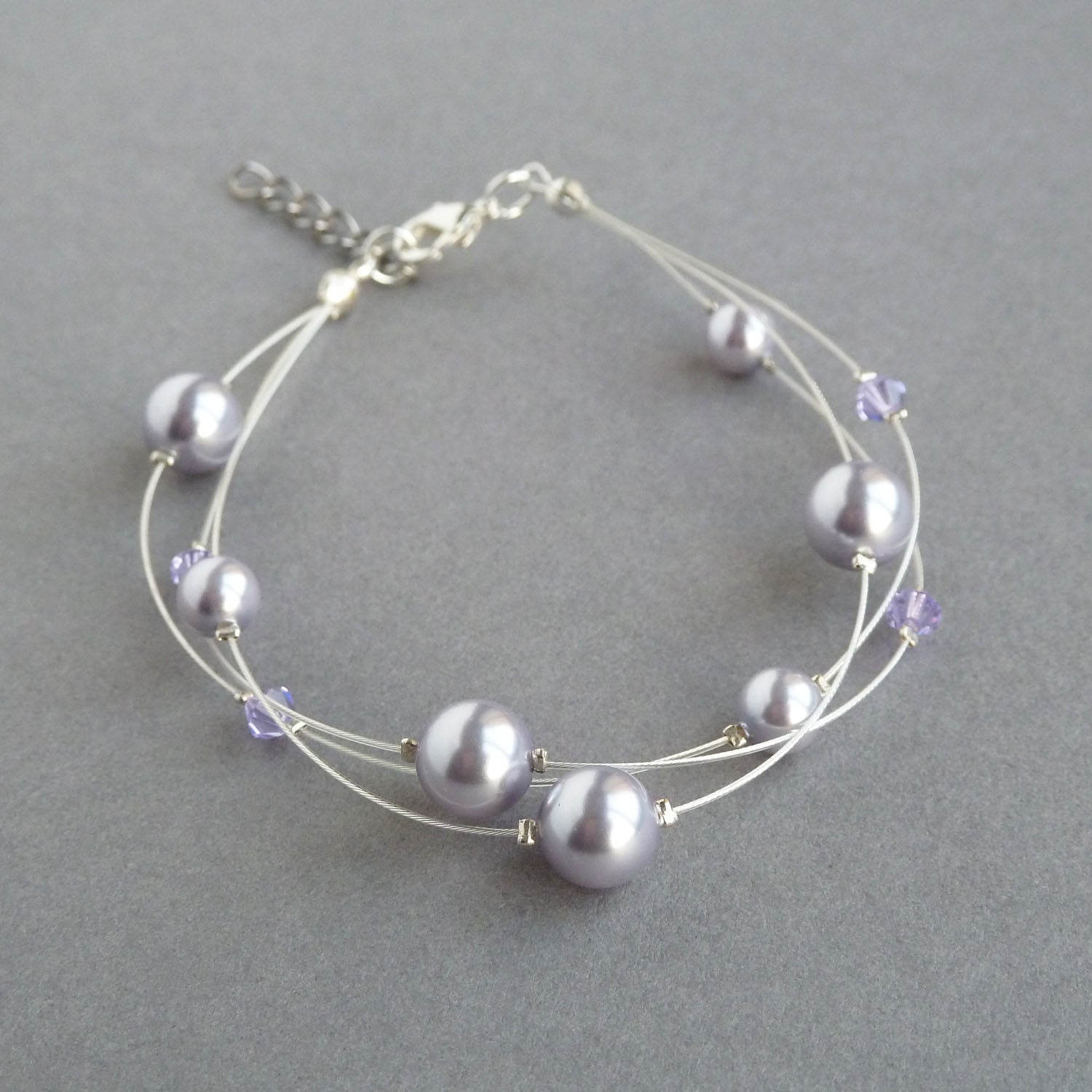 Lavender floating pearl bracelet
