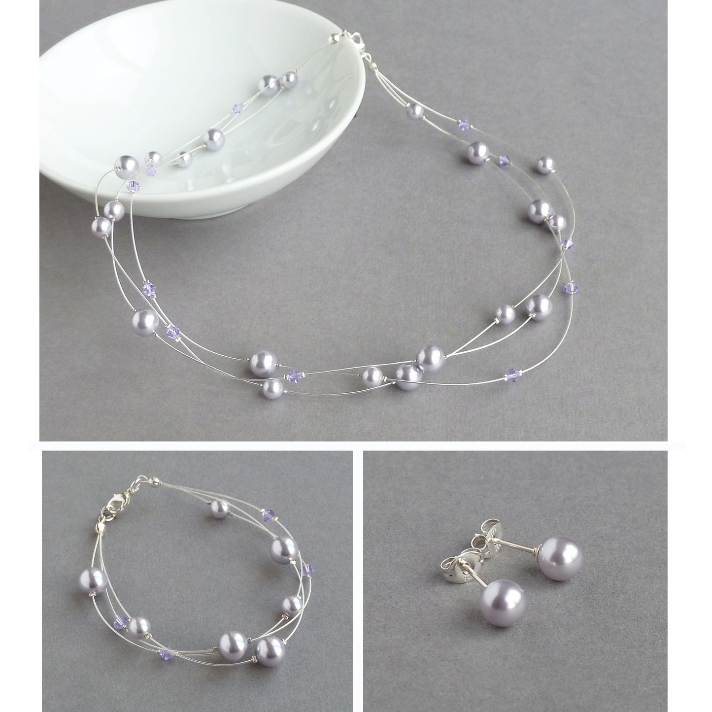 Lavender pearl jewellery set by Anna King
