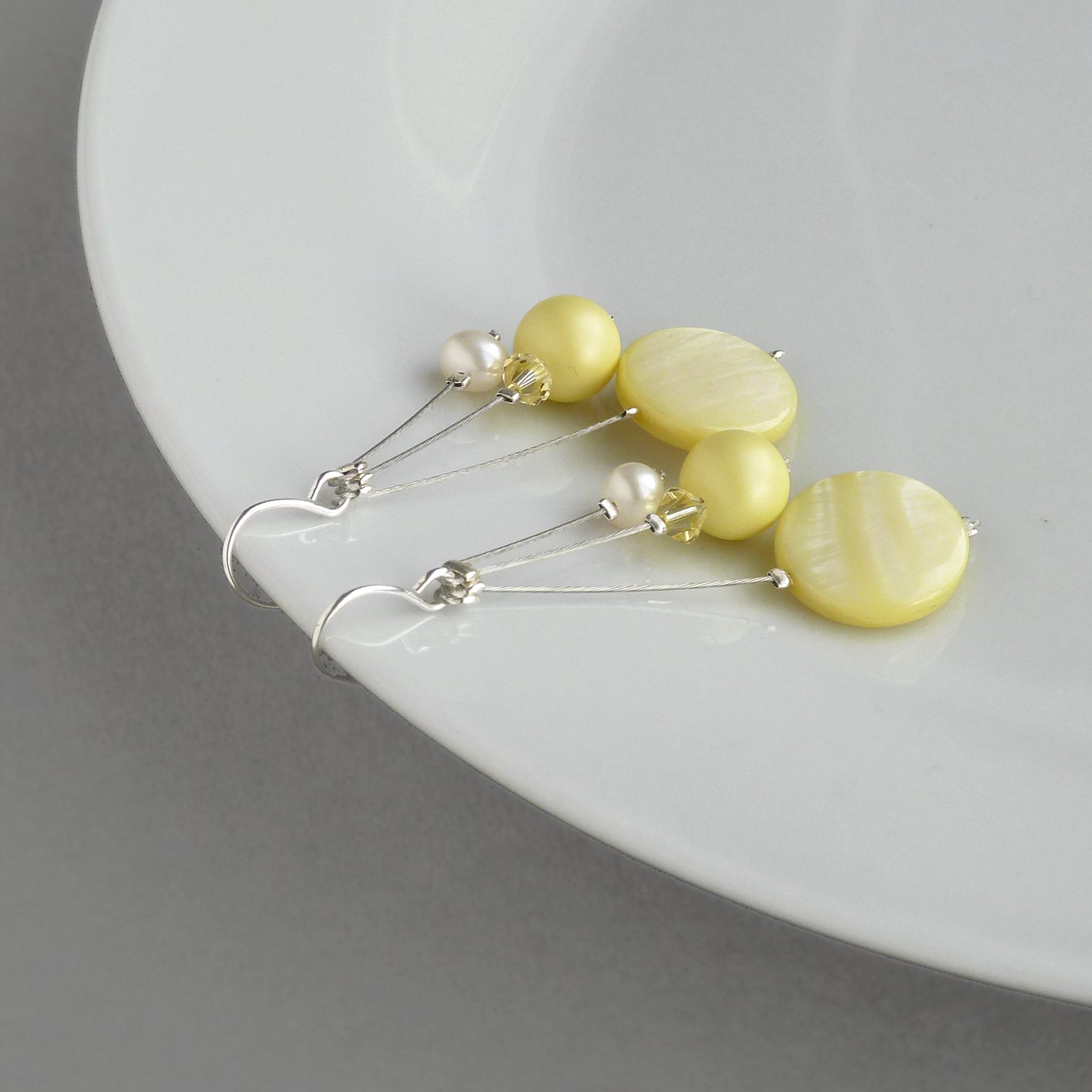 Lemon three strand earrings
