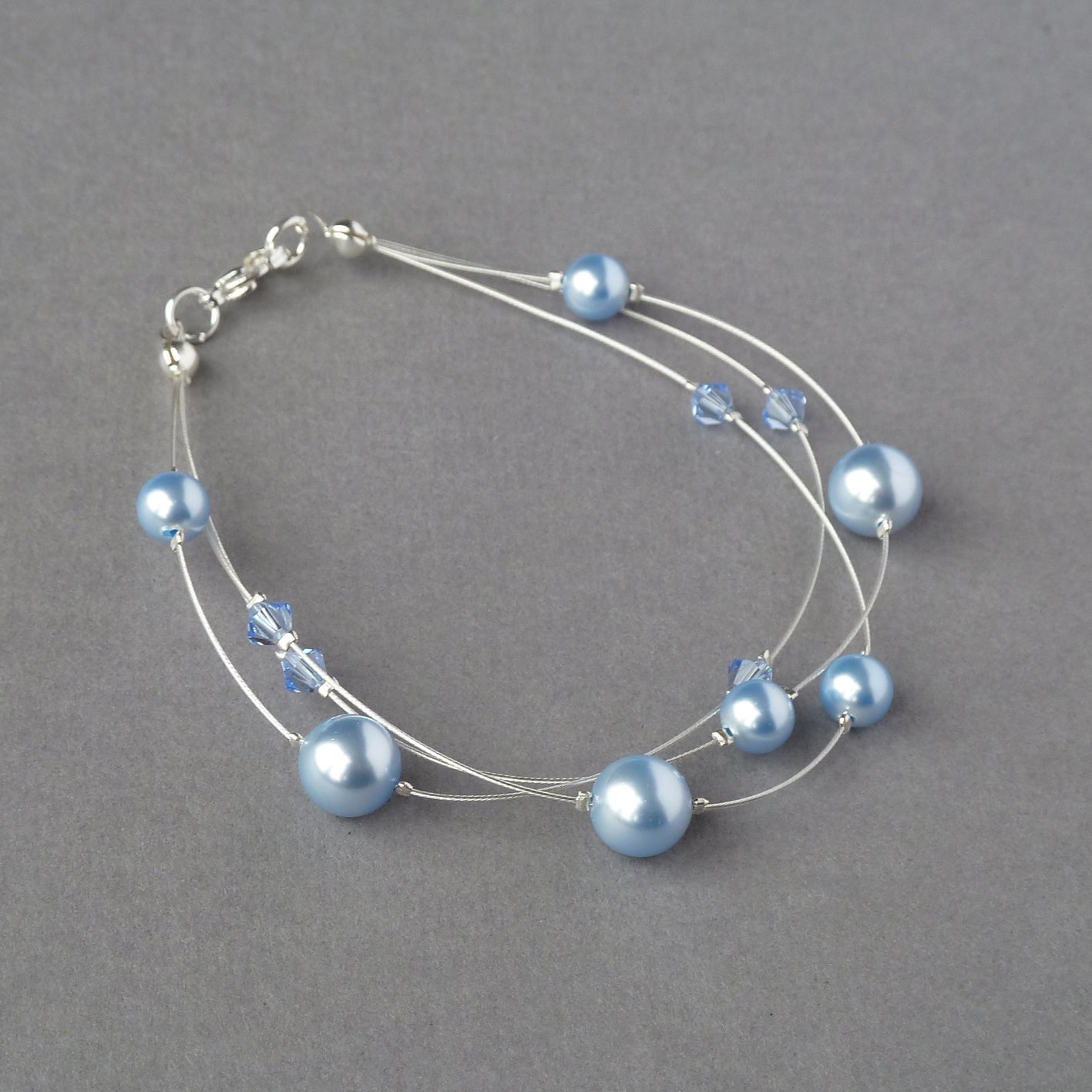 Light blue floating pearl bracelet